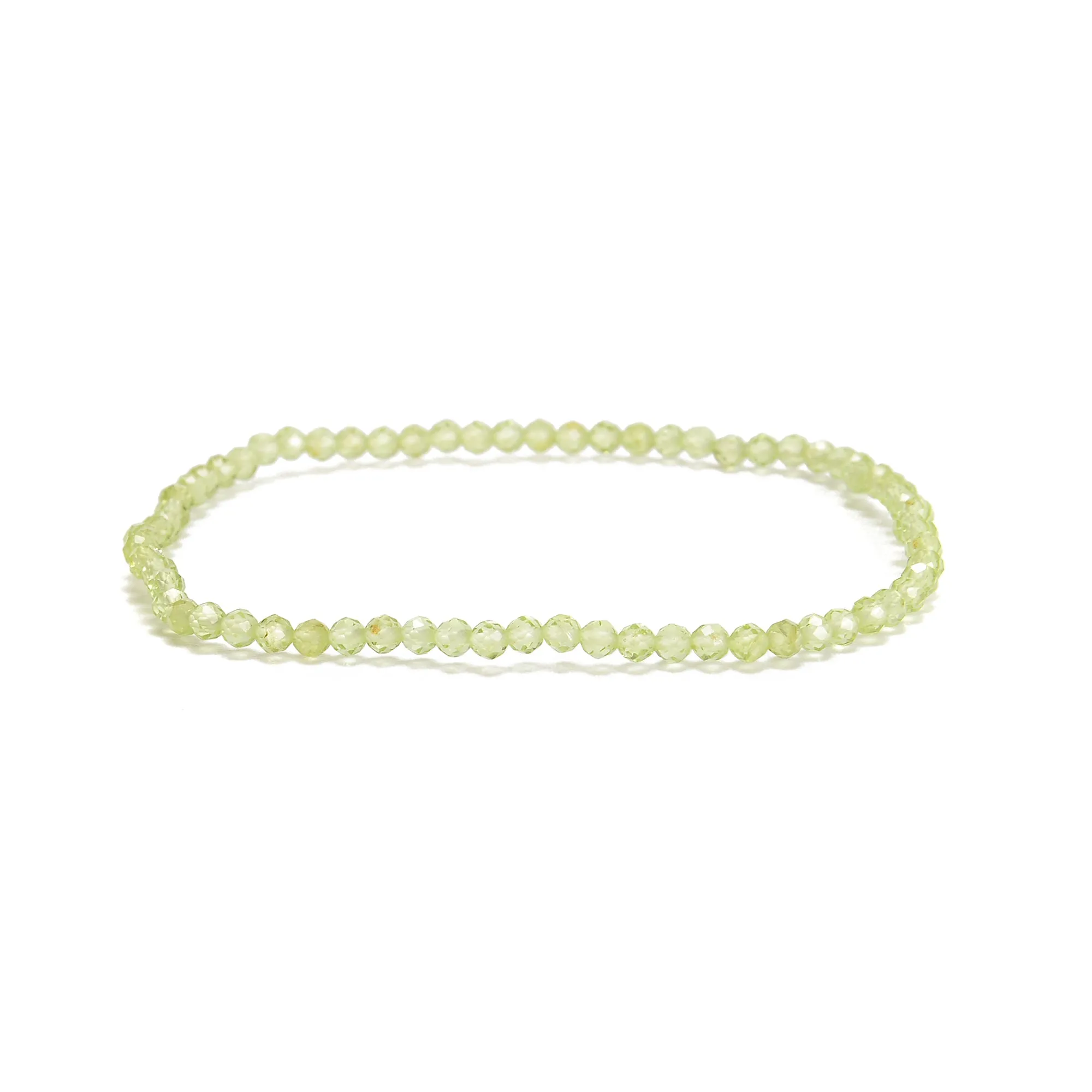 02-Natural Gemstone Faceted Round Beaded Elastic Bracelet 2mm 3mm 4mm 7.5'' Long
