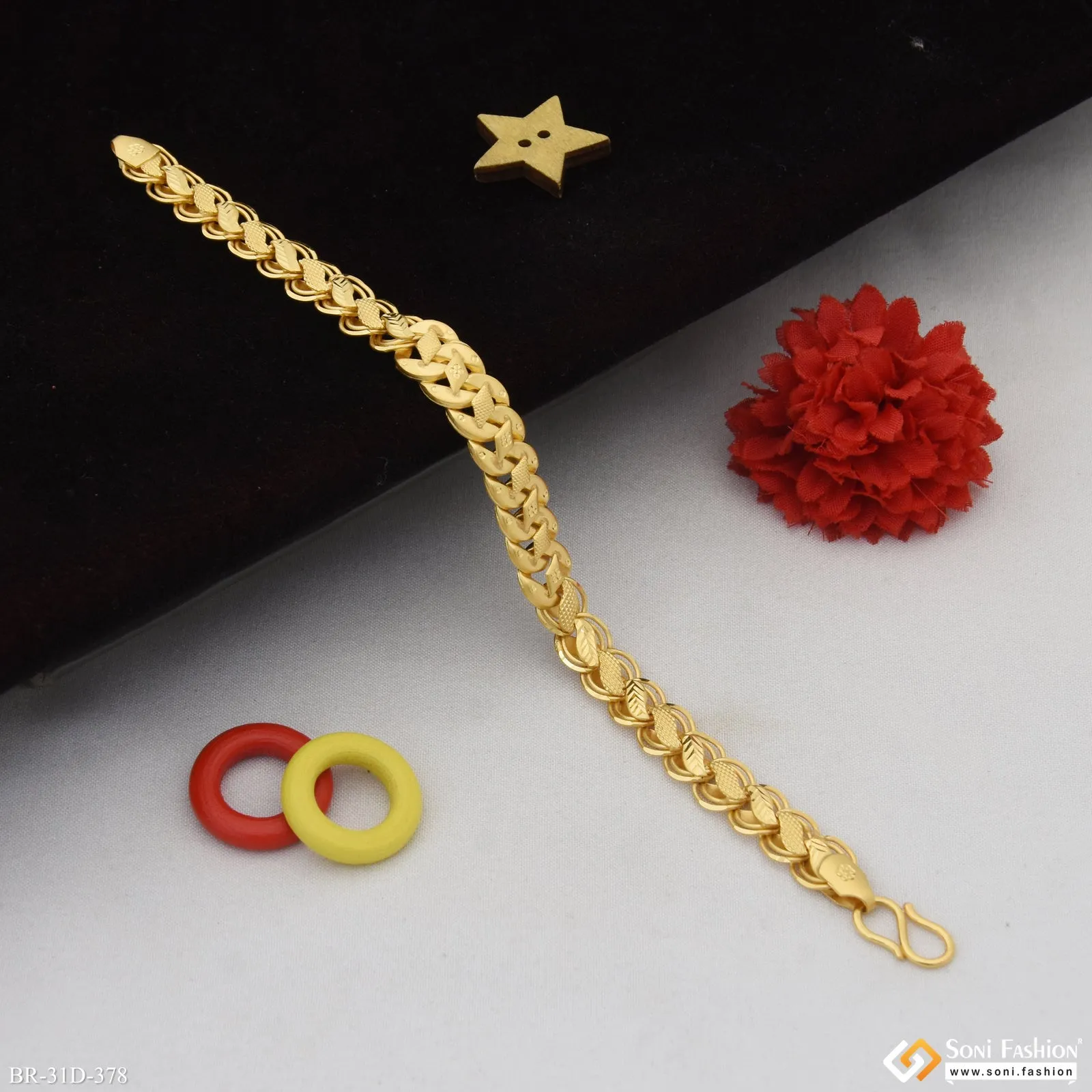 1 Gram Gold Plated 2 In 1 Kohli Pokal Bracelet for Men - Style D378