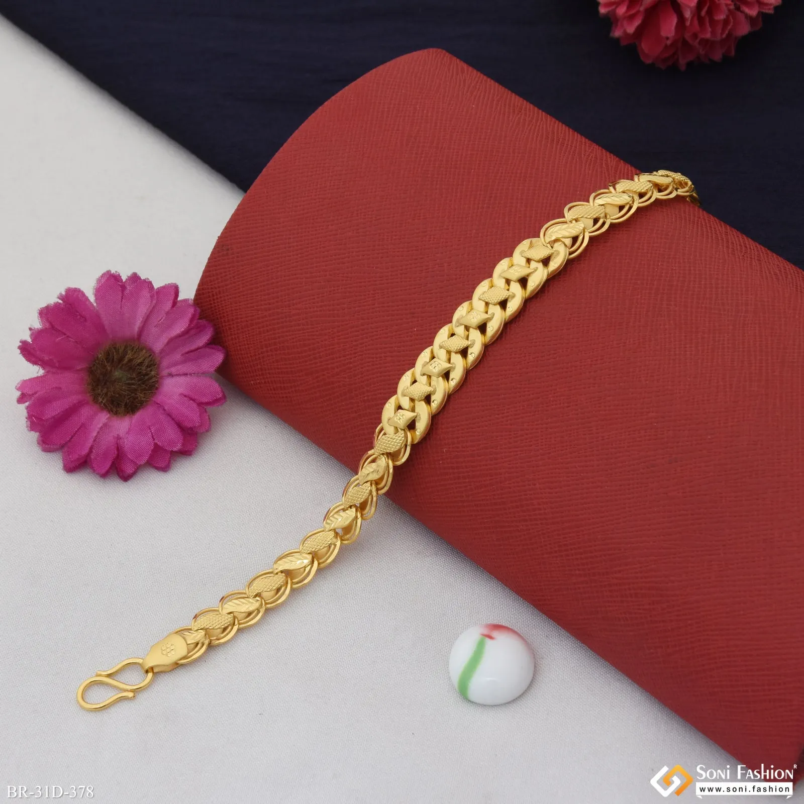1 Gram Gold Plated 2 In 1 Kohli Pokal Bracelet for Men - Style D378
