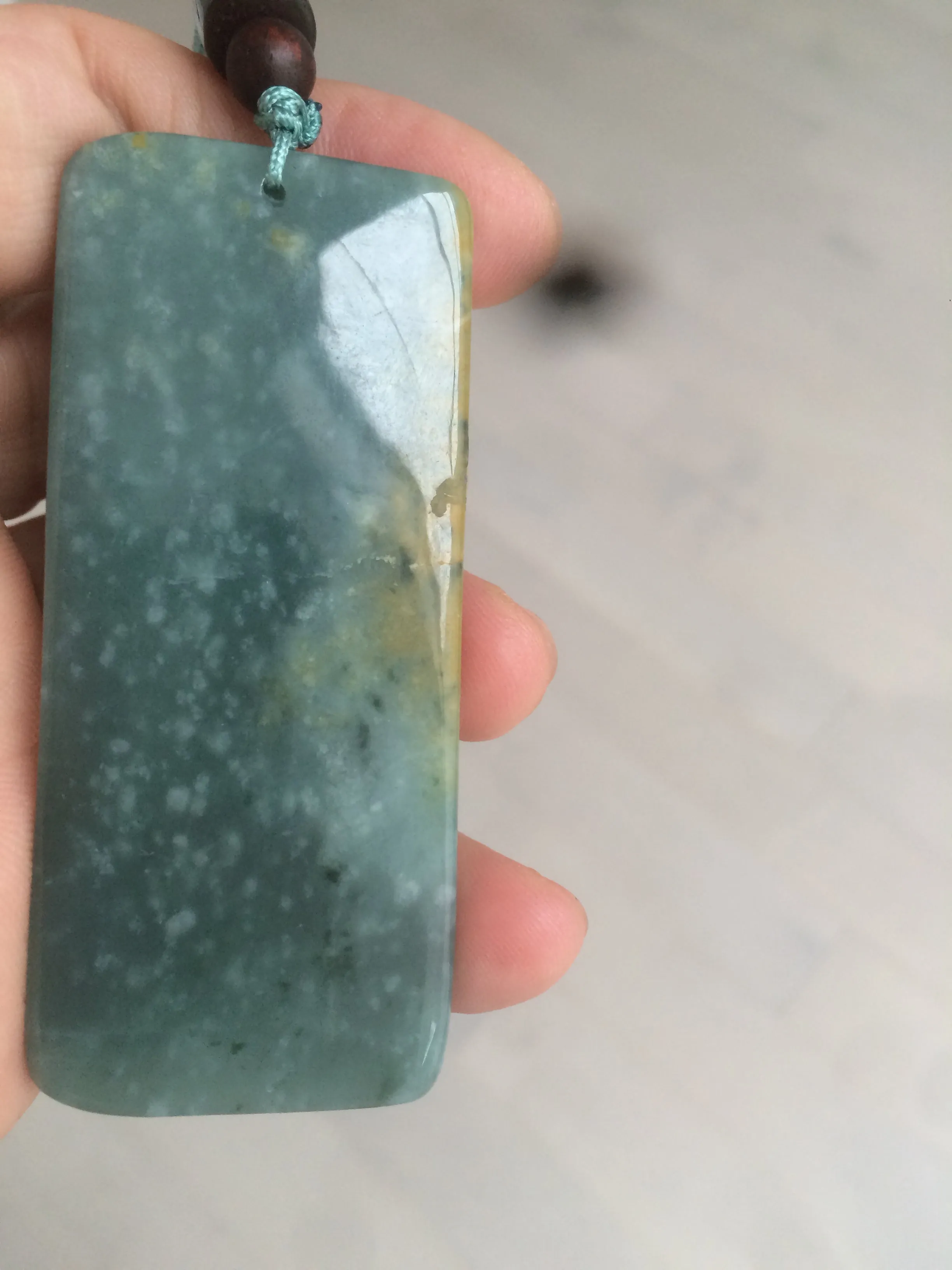 100% natural green/blue/gray/yellow Guatemala jadeite jade Zen(悟道) pendant AQ51