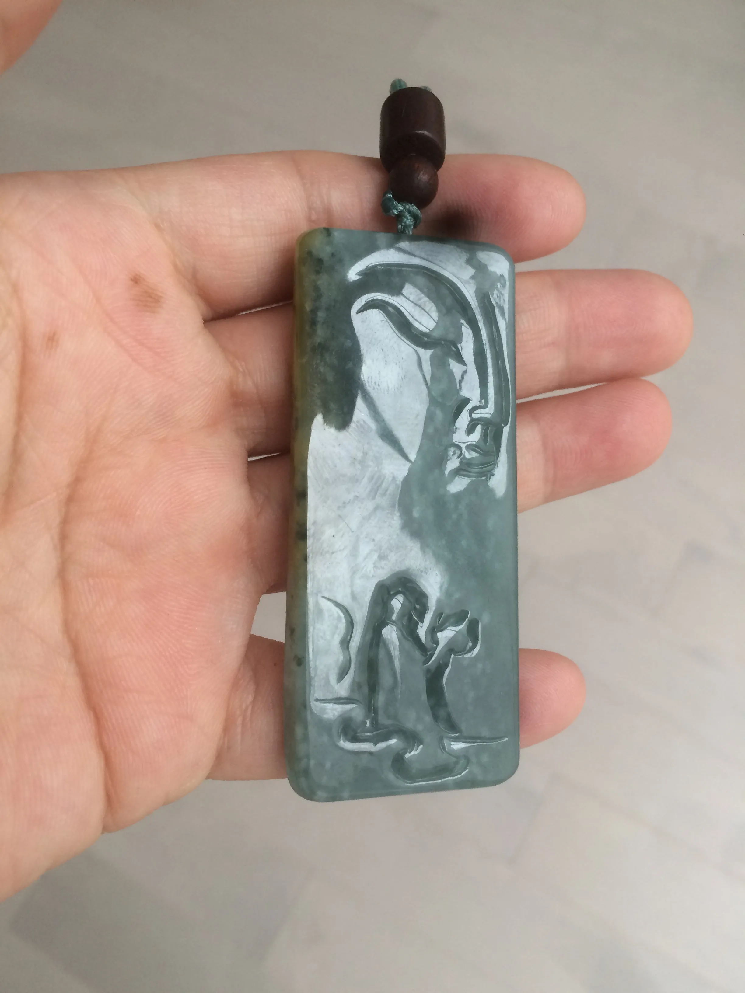 100% natural green/blue/gray/yellow Guatemala jadeite jade Zen(悟道) pendant AQ51