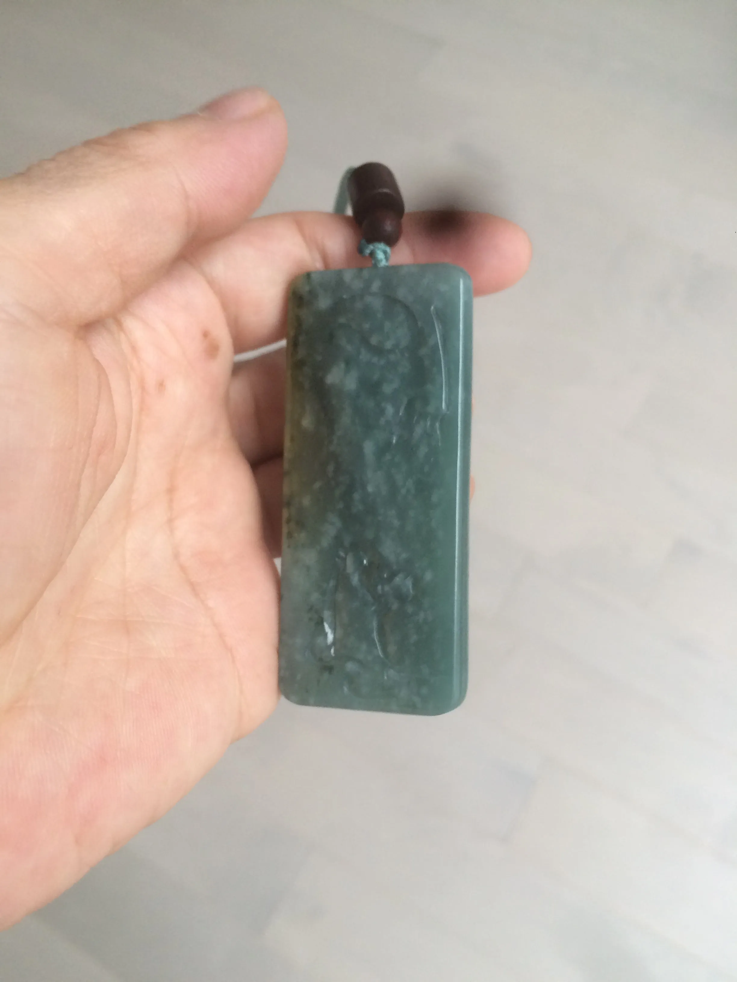 100% natural green/blue/gray/yellow Guatemala jadeite jade Zen(悟道) pendant AQ51
