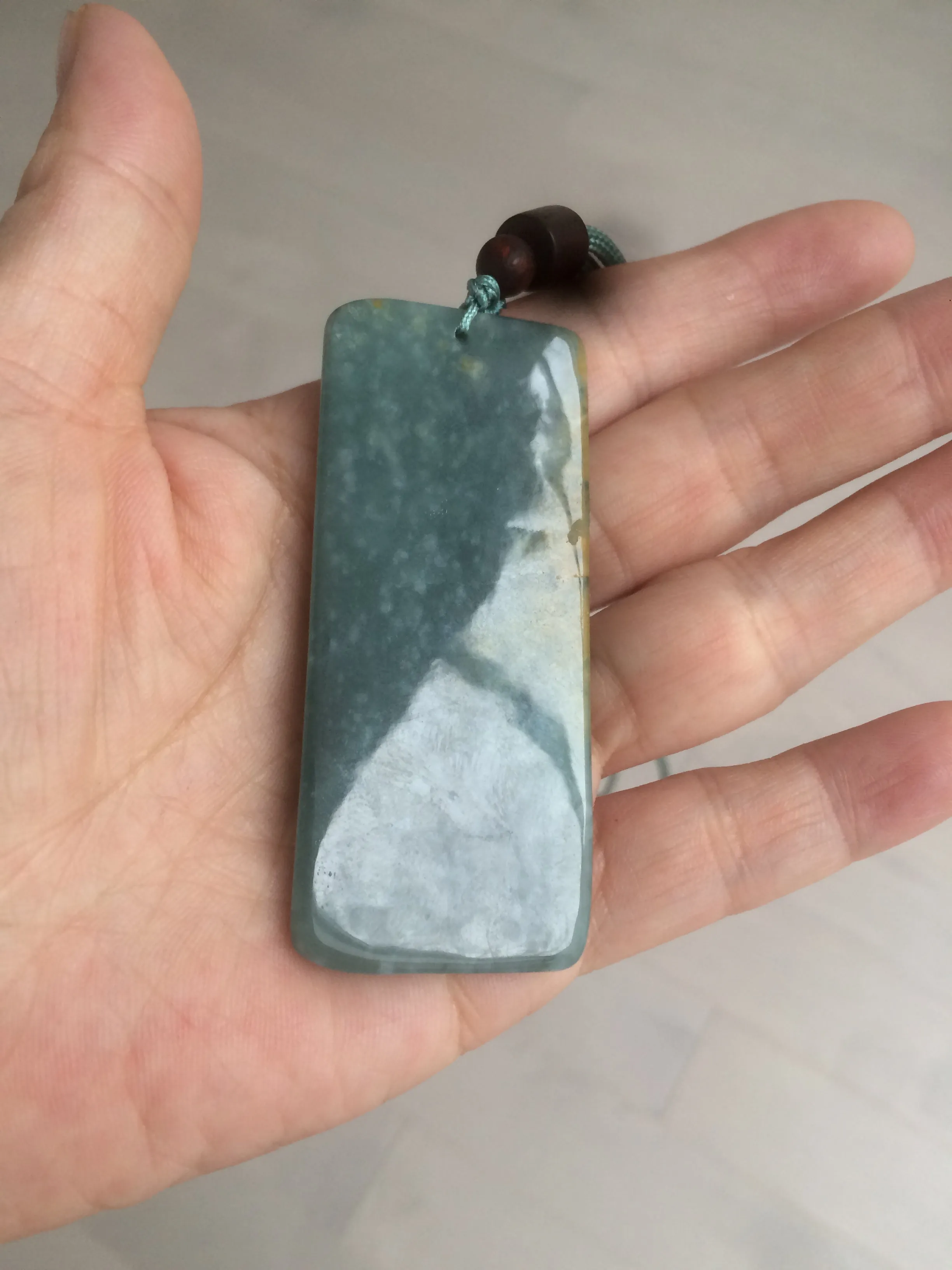 100% natural green/blue/gray/yellow Guatemala jadeite jade Zen(悟道) pendant AQ51