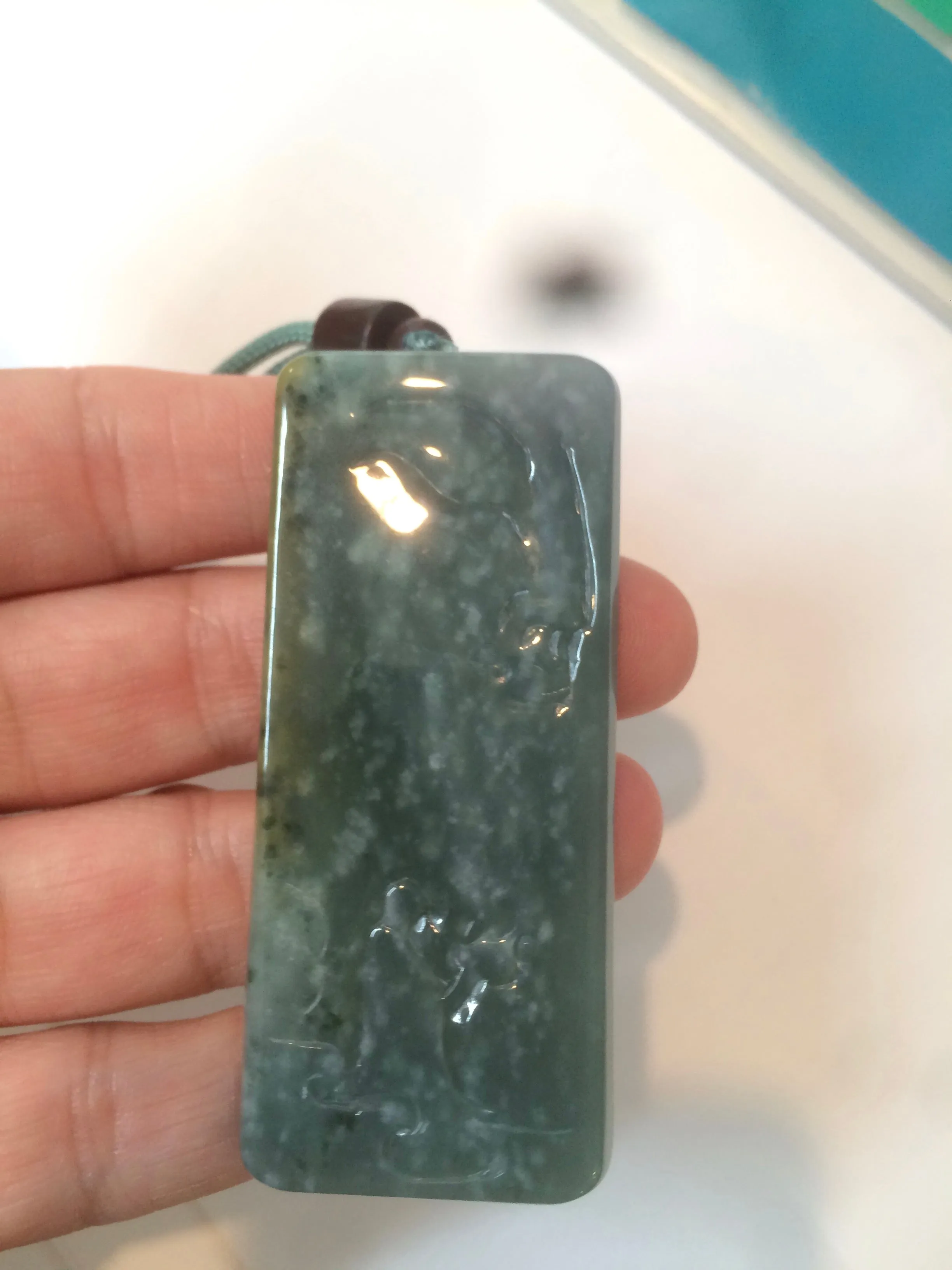 100% natural green/blue/gray/yellow Guatemala jadeite jade Zen(悟道) pendant AQ51