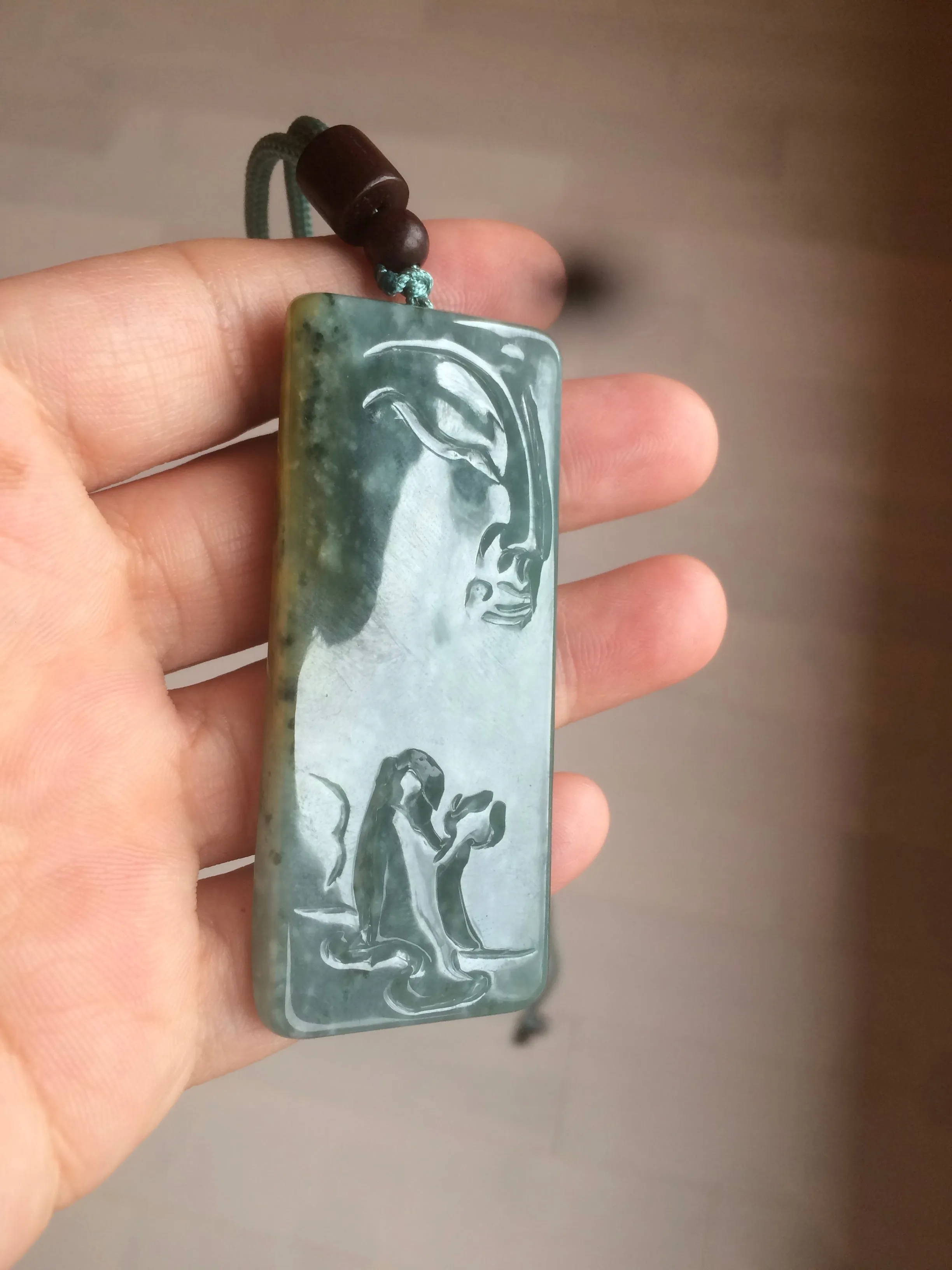 100% natural green/blue/gray/yellow Guatemala jadeite jade Zen(悟道) pendant AQ51