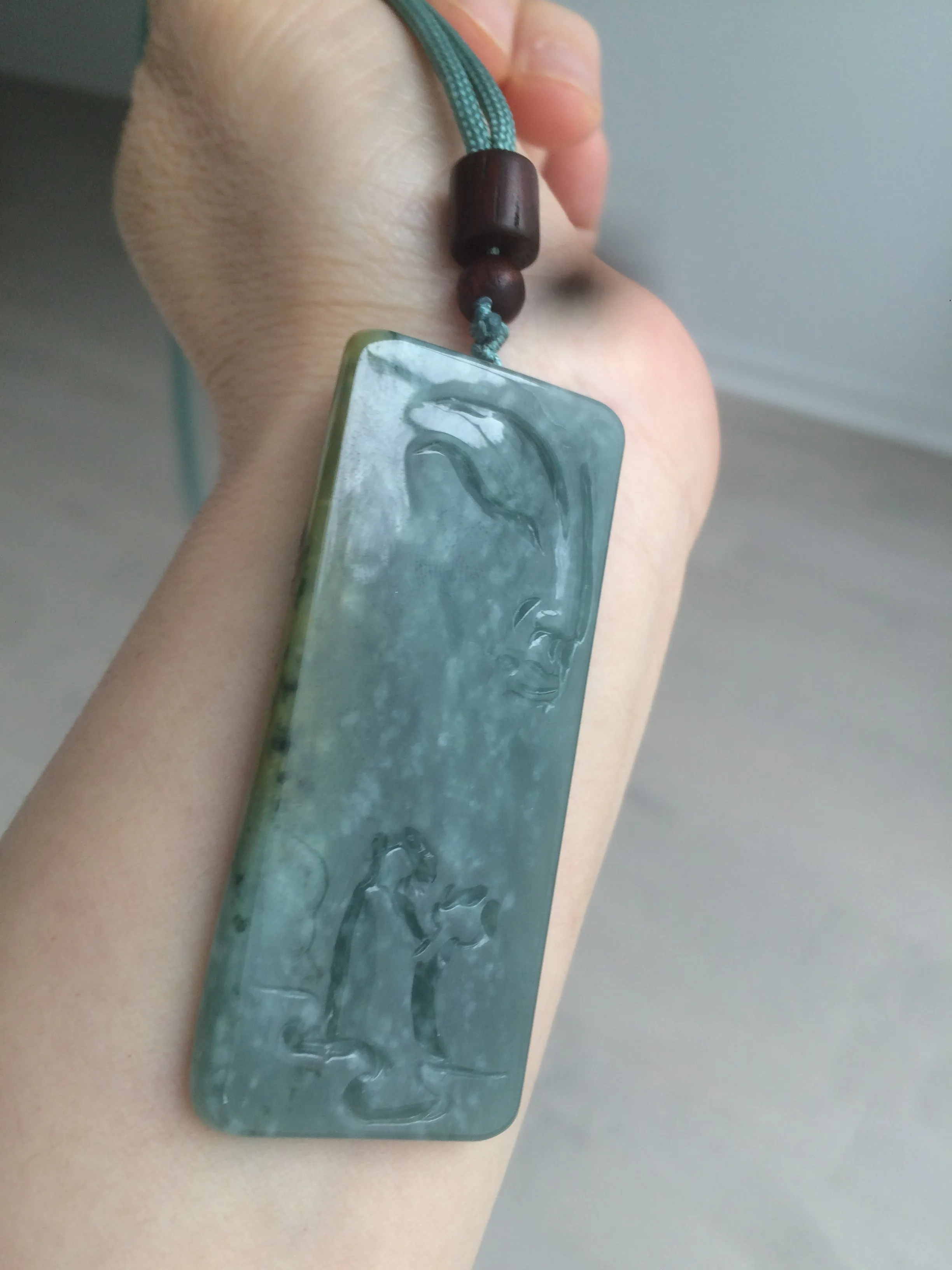 100% natural green/blue/gray/yellow Guatemala jadeite jade Zen(悟道) pendant AQ51