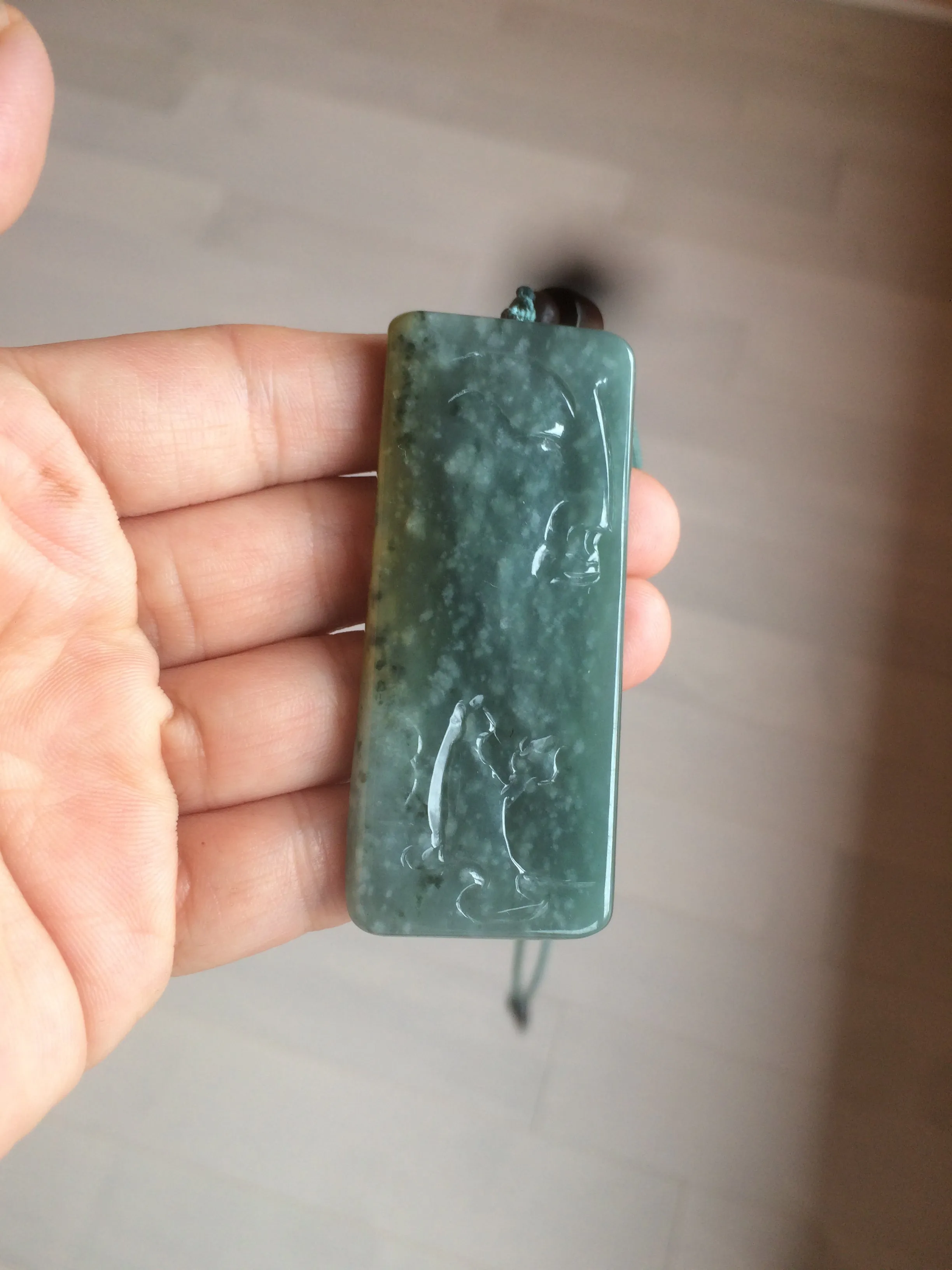 100% natural green/blue/gray/yellow Guatemala jadeite jade Zen(悟道) pendant AQ51