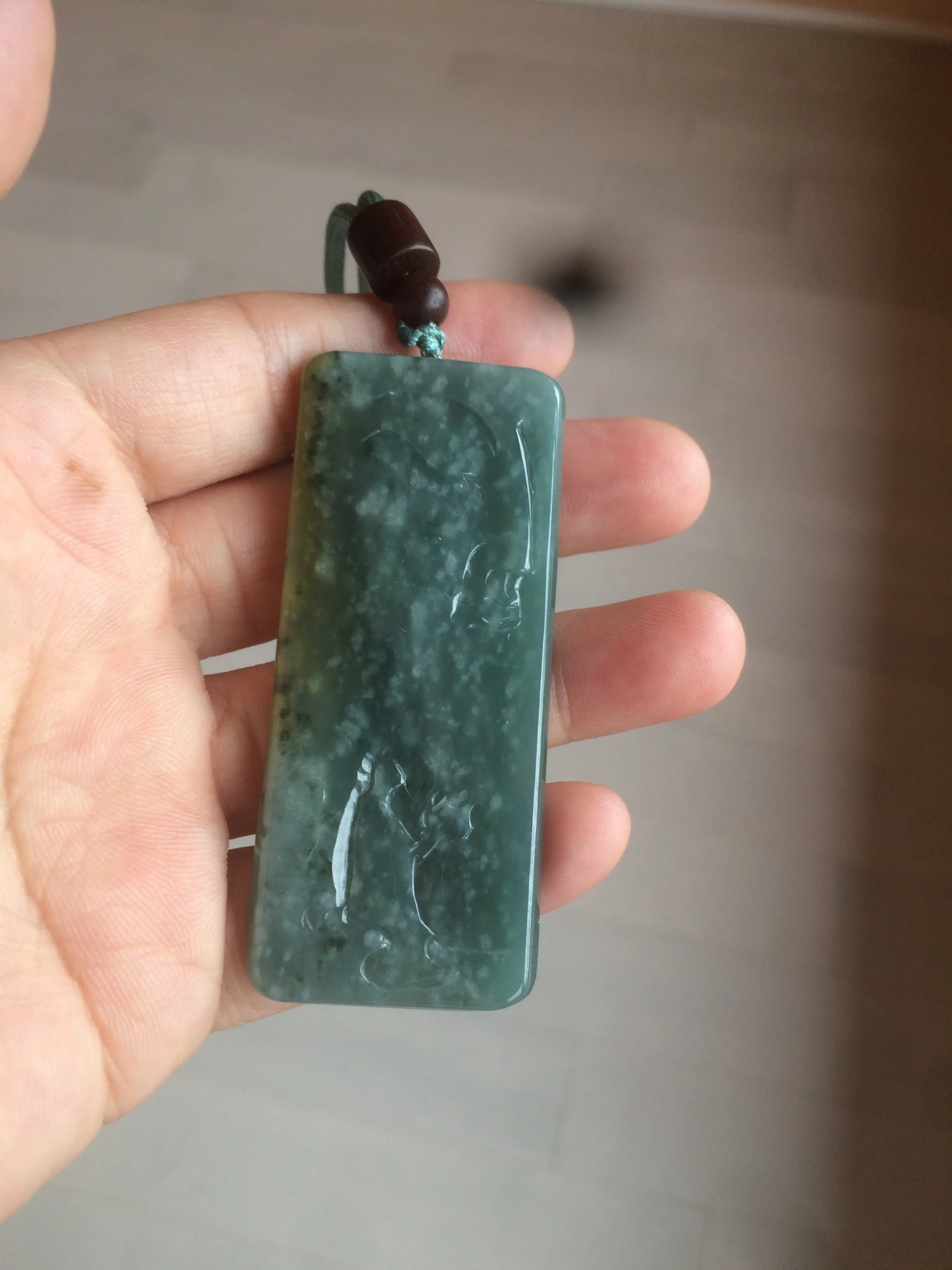100% natural green/blue/gray/yellow Guatemala jadeite jade Zen(悟道) pendant AQ51