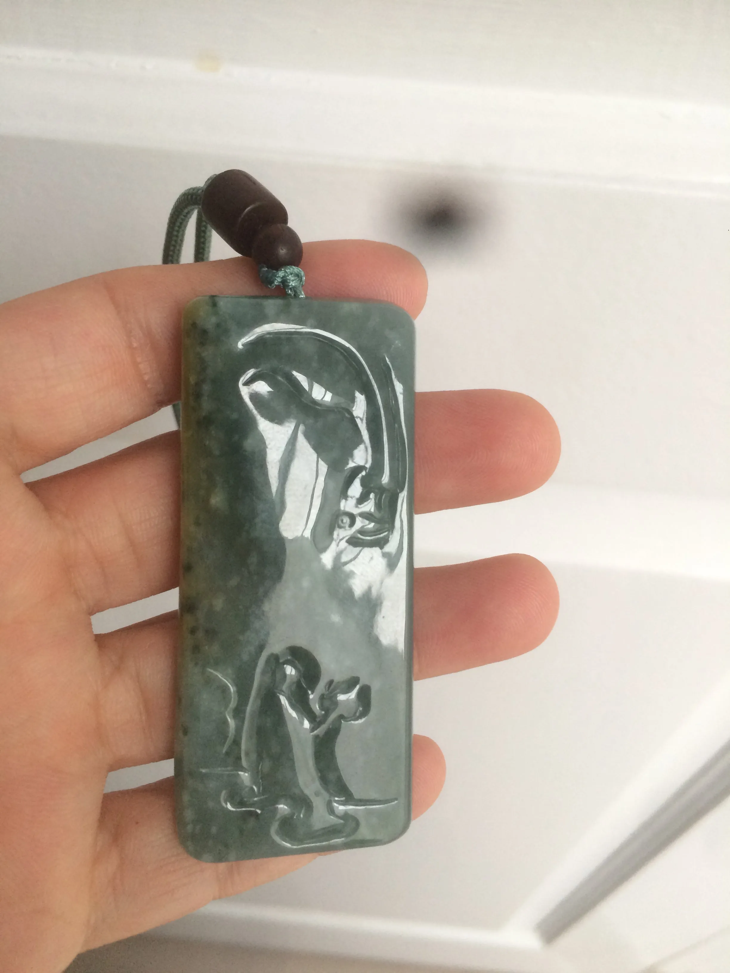 100% natural green/blue/gray/yellow Guatemala jadeite jade Zen(悟道) pendant AQ51