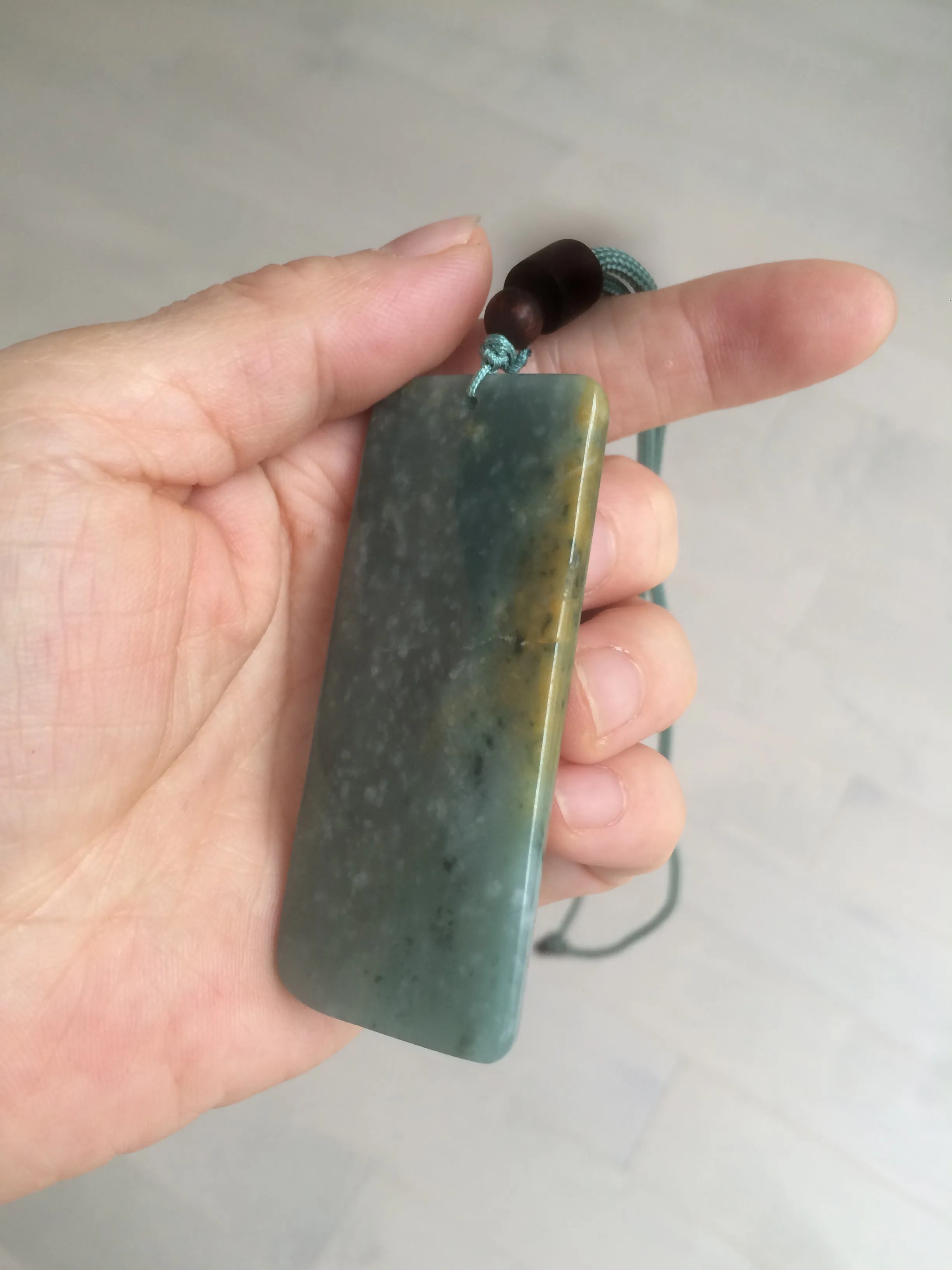 100% natural green/blue/gray/yellow Guatemala jadeite jade Zen(悟道) pendant AQ51