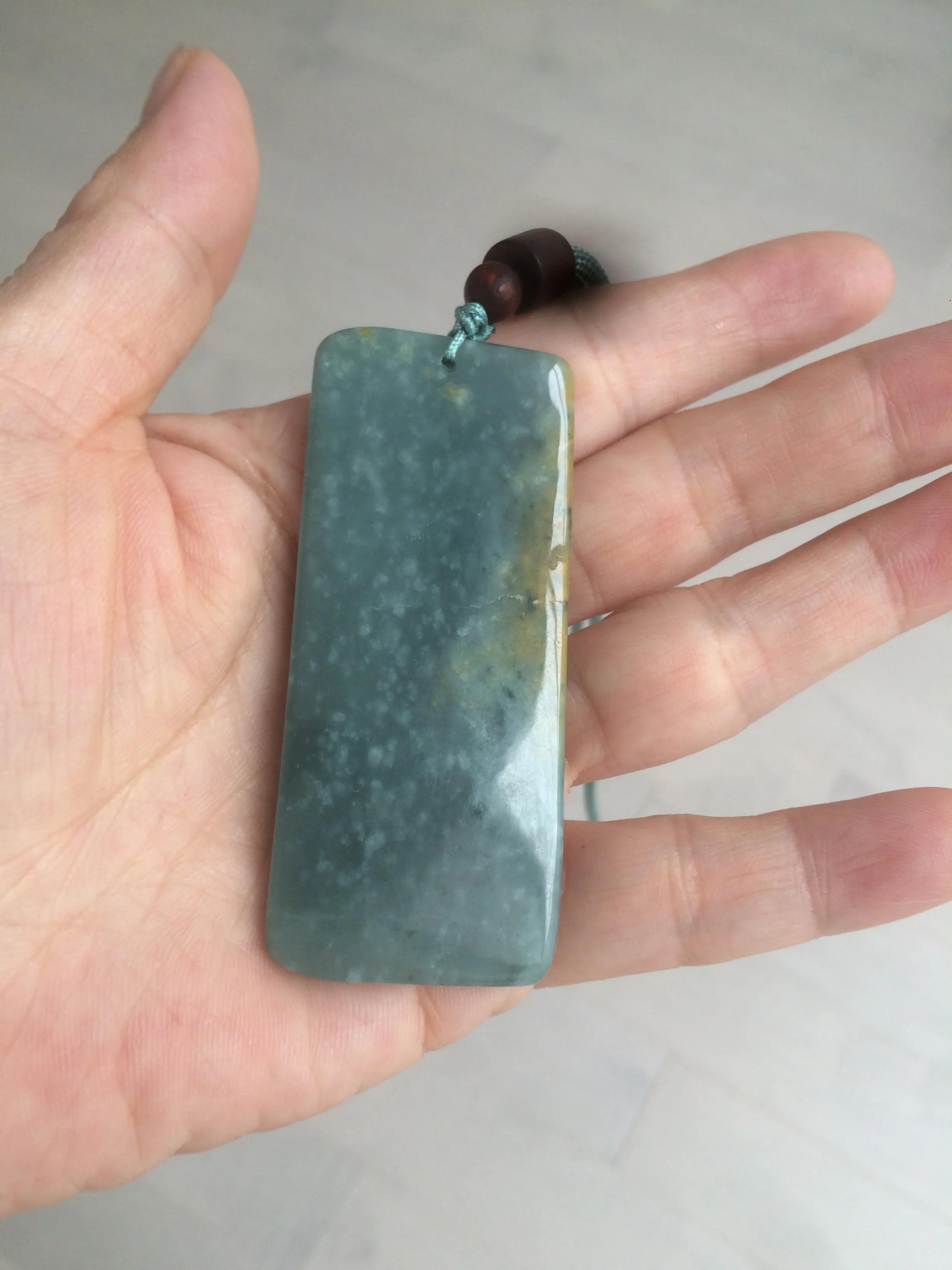 100% natural green/blue/gray/yellow Guatemala jadeite jade Zen(悟道) pendant AQ51