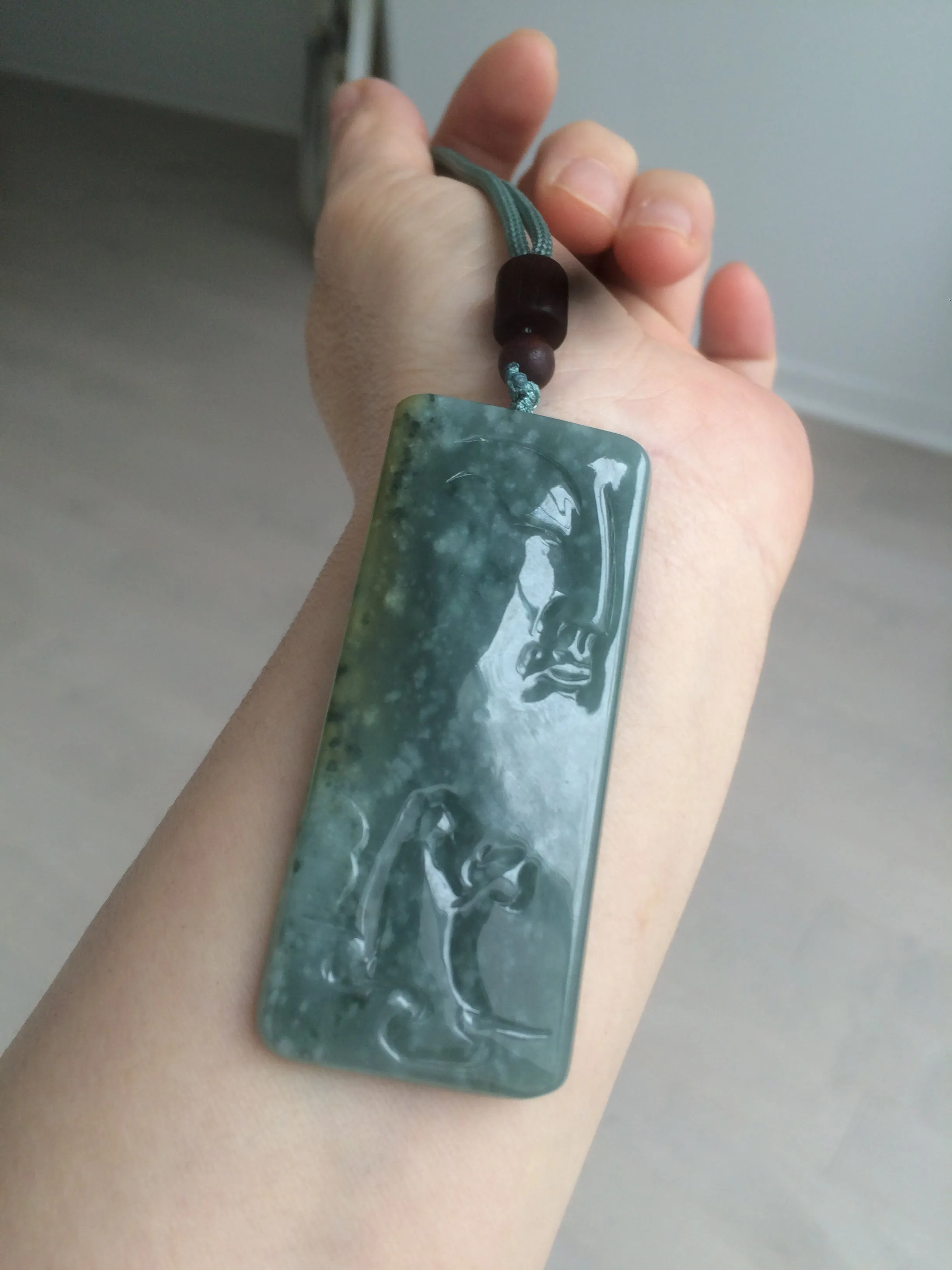 100% natural green/blue/gray/yellow Guatemala jadeite jade Zen(悟道) pendant AQ51