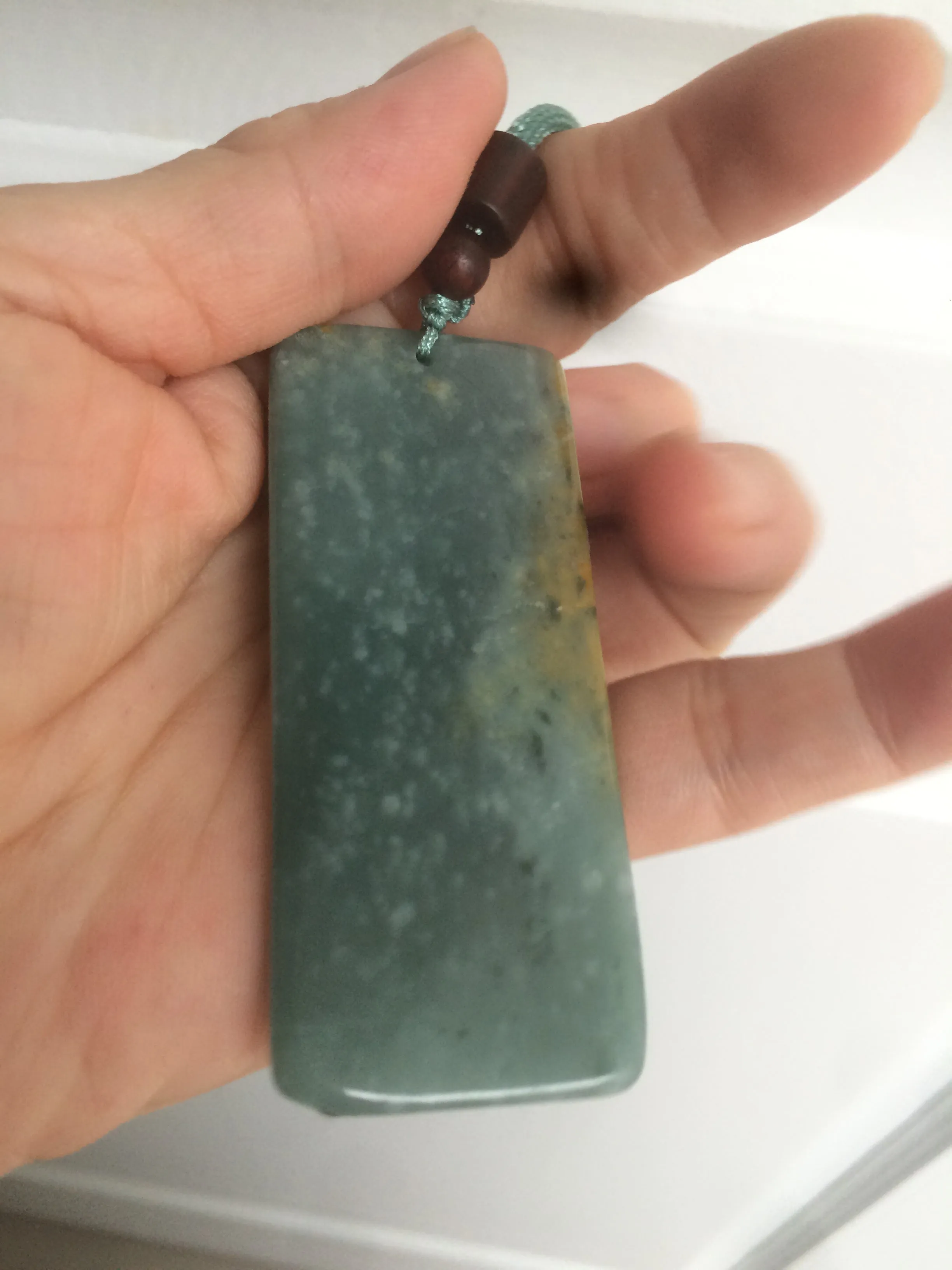 100% natural green/blue/gray/yellow Guatemala jadeite jade Zen(悟道) pendant AQ51