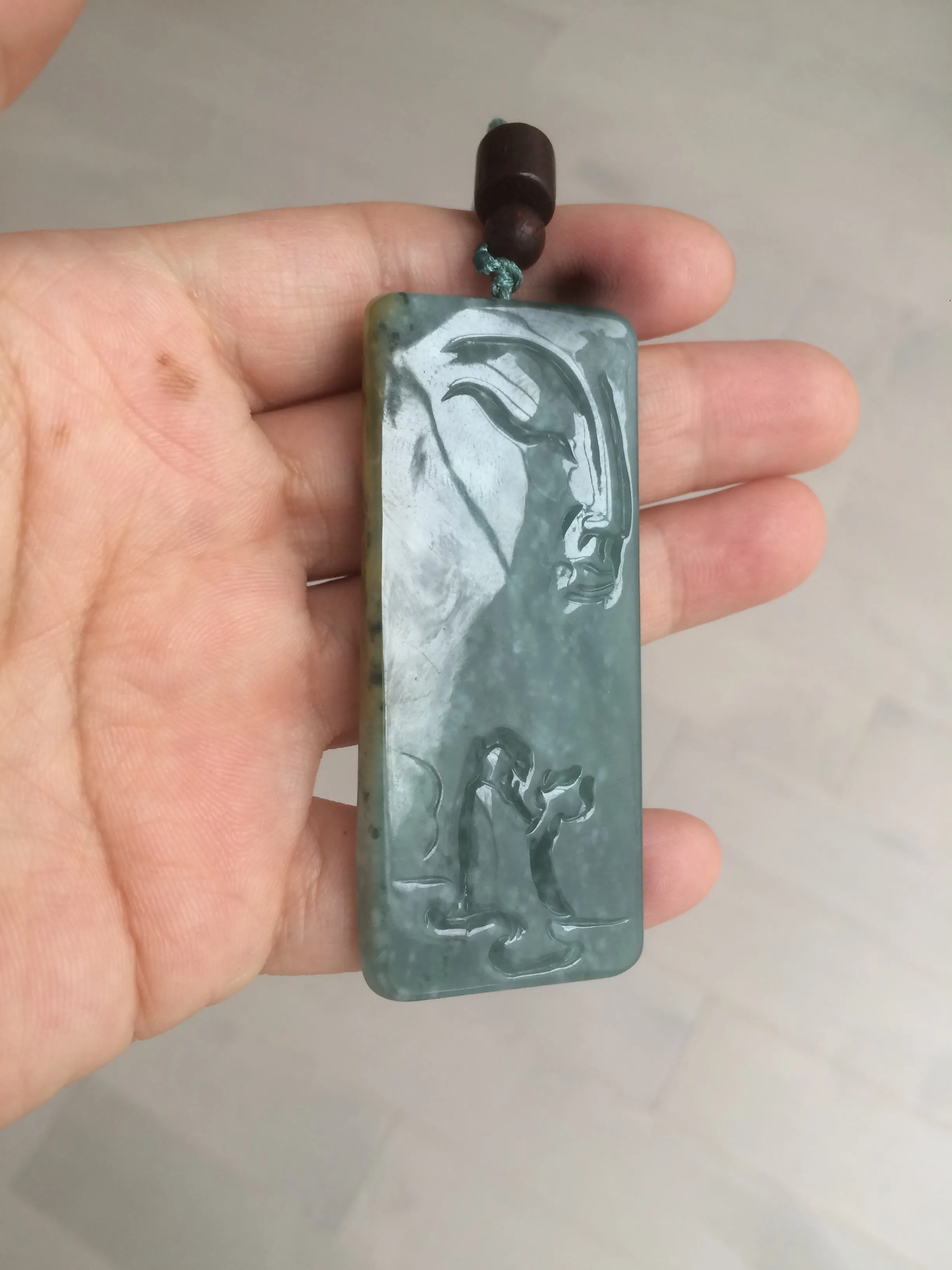 100% natural green/blue/gray/yellow Guatemala jadeite jade Zen(悟道) pendant AQ51