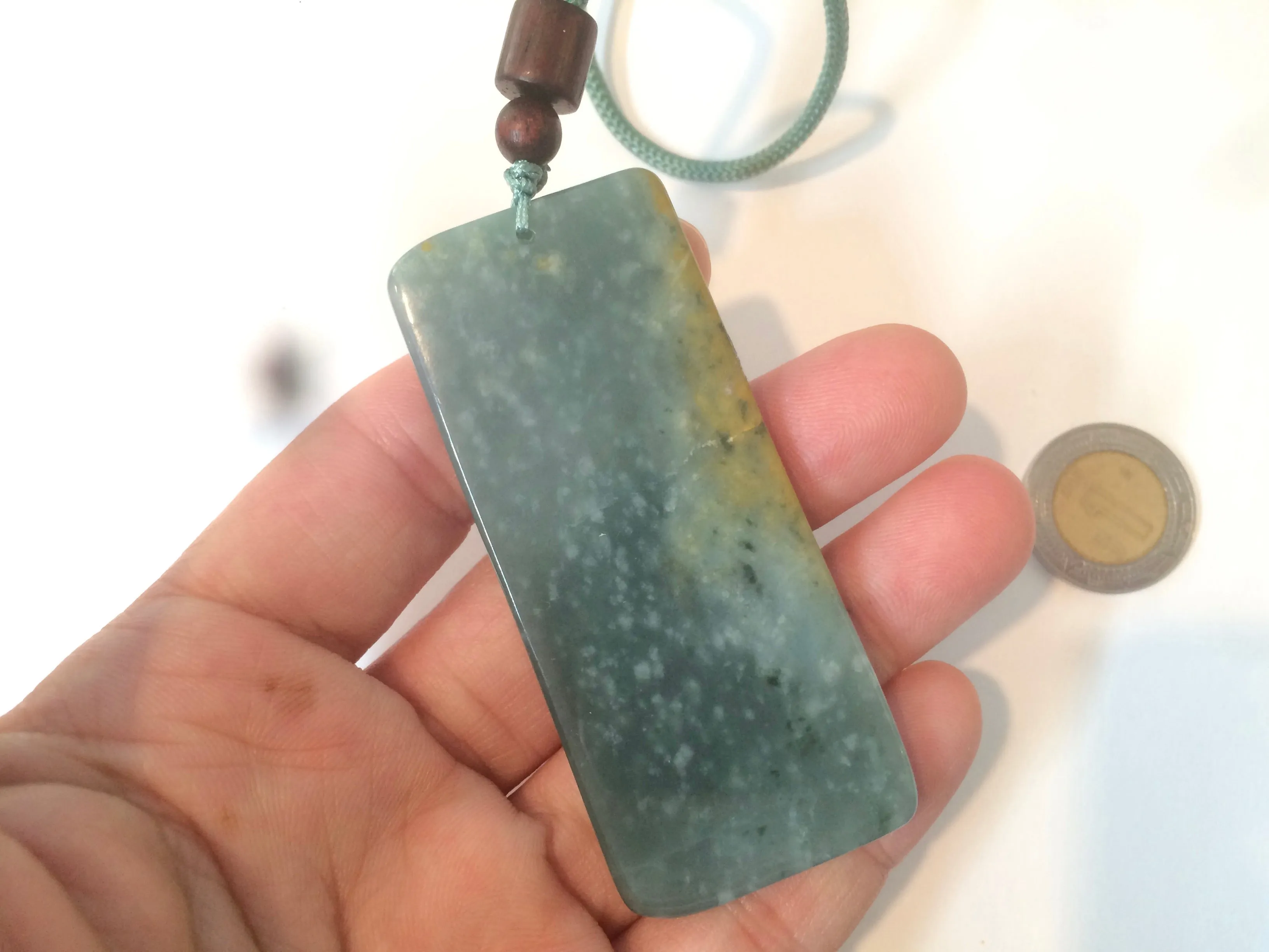 100% natural green/blue/gray/yellow Guatemala jadeite jade Zen(悟道) pendant AQ51