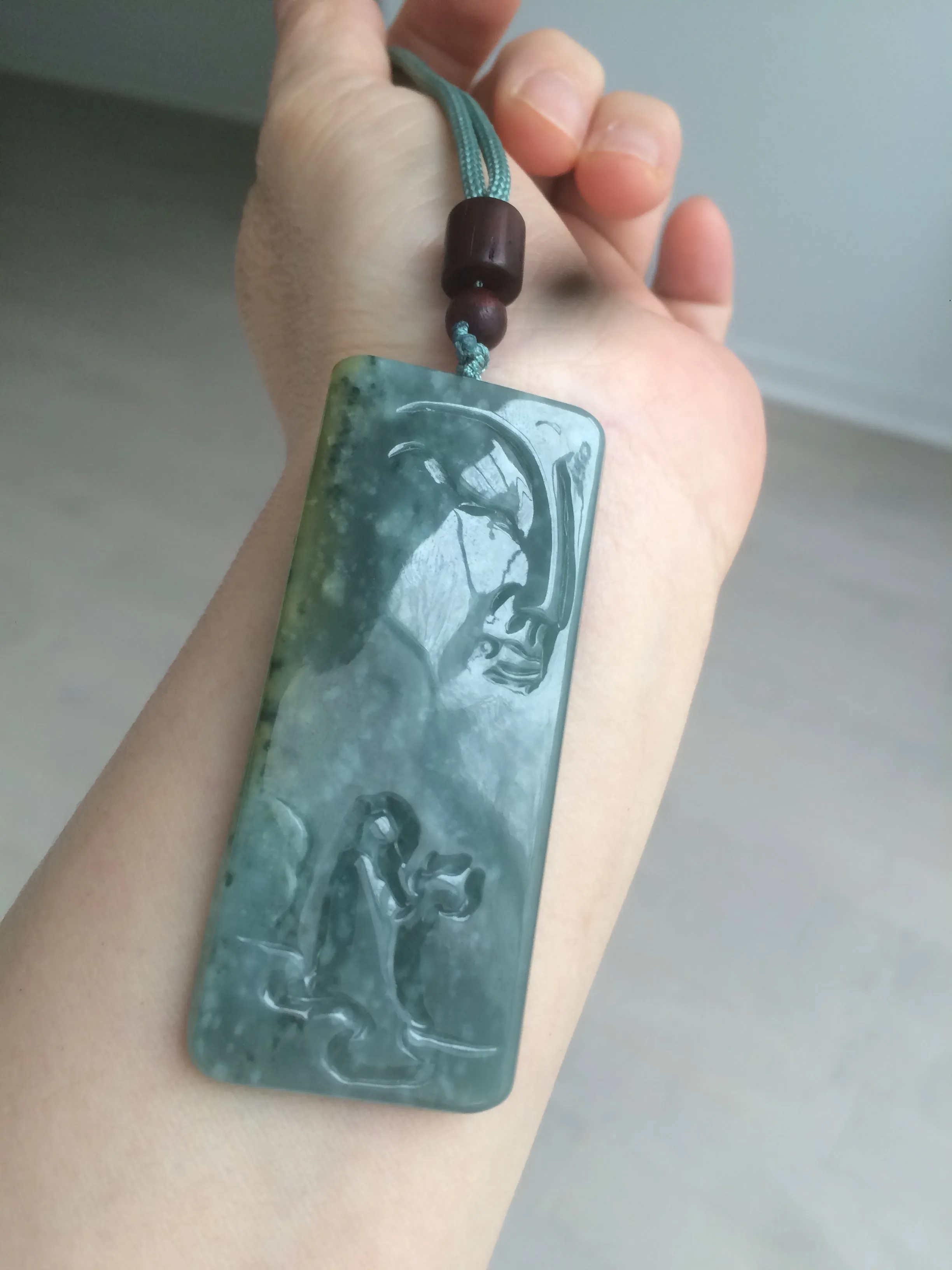 100% natural green/blue/gray/yellow Guatemala jadeite jade Zen(悟道) pendant AQ51