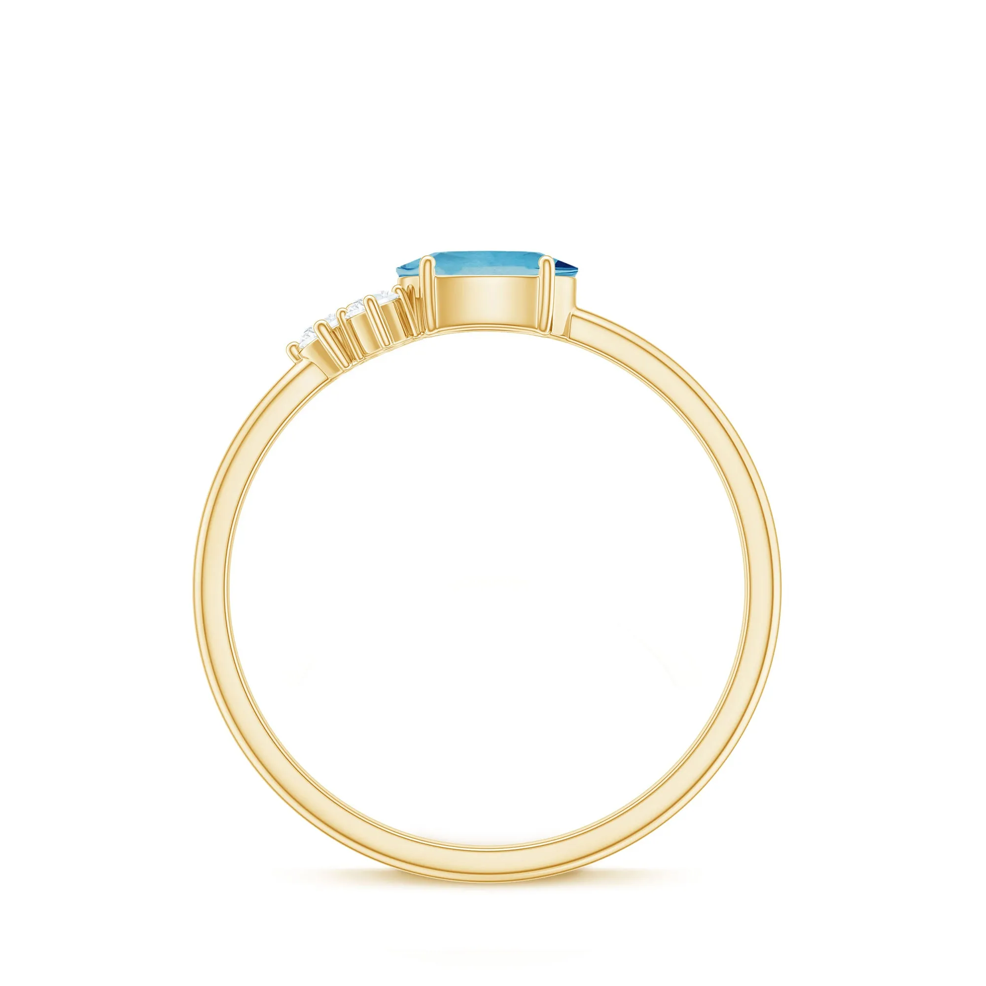 1/2 CT Oval Cut Aquamarine Promise Ring with Diamond Trio