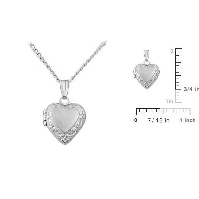 13 Inches Baby & Toddler Sterling Silver Floral Heart Locket Necklace