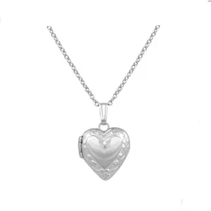 13 Inches Baby & Toddler Sterling Silver Floral Heart Locket Necklace