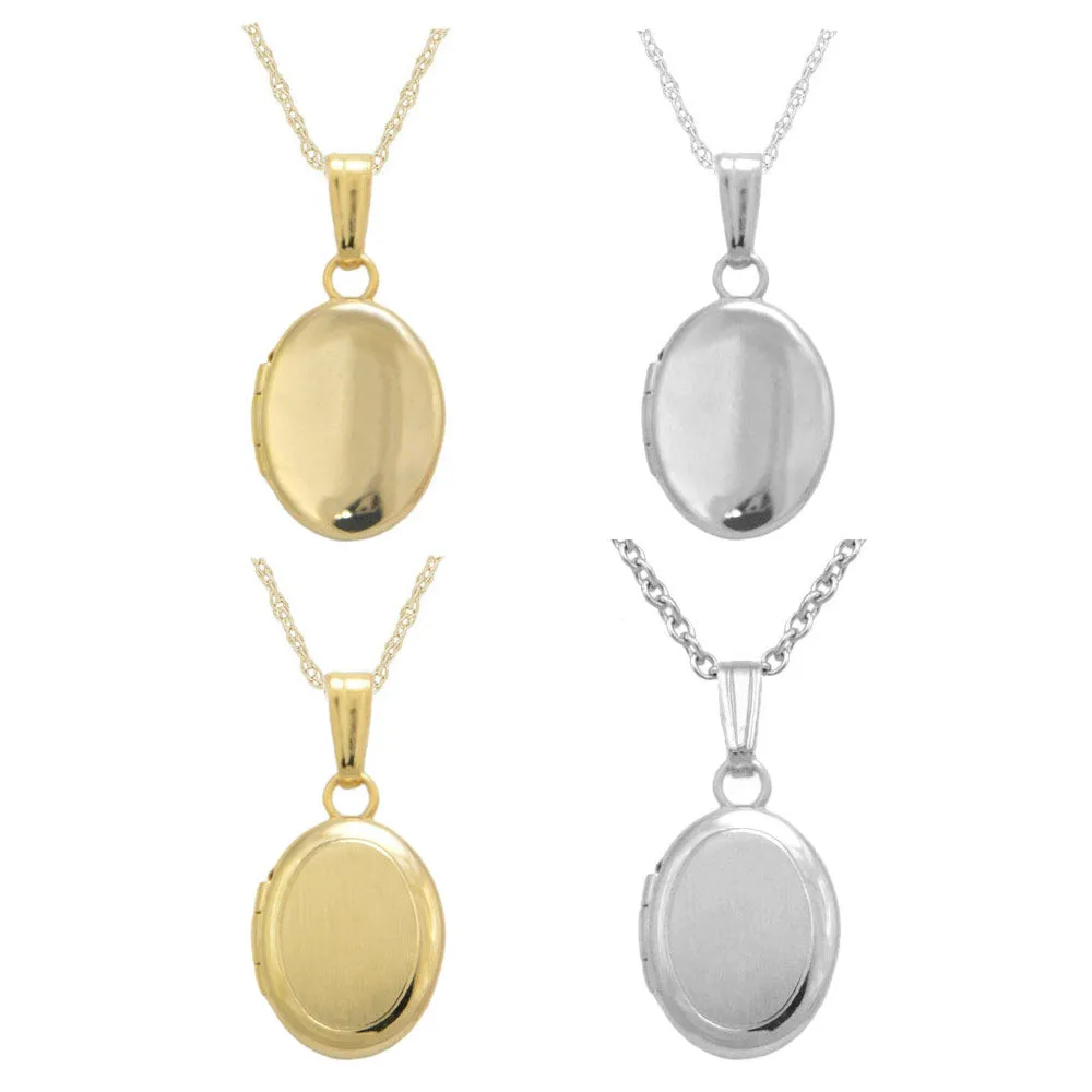 13 Inches Rope Chain 14K White Or Yellow Gold Oval Locket For Babies Or Toddlers