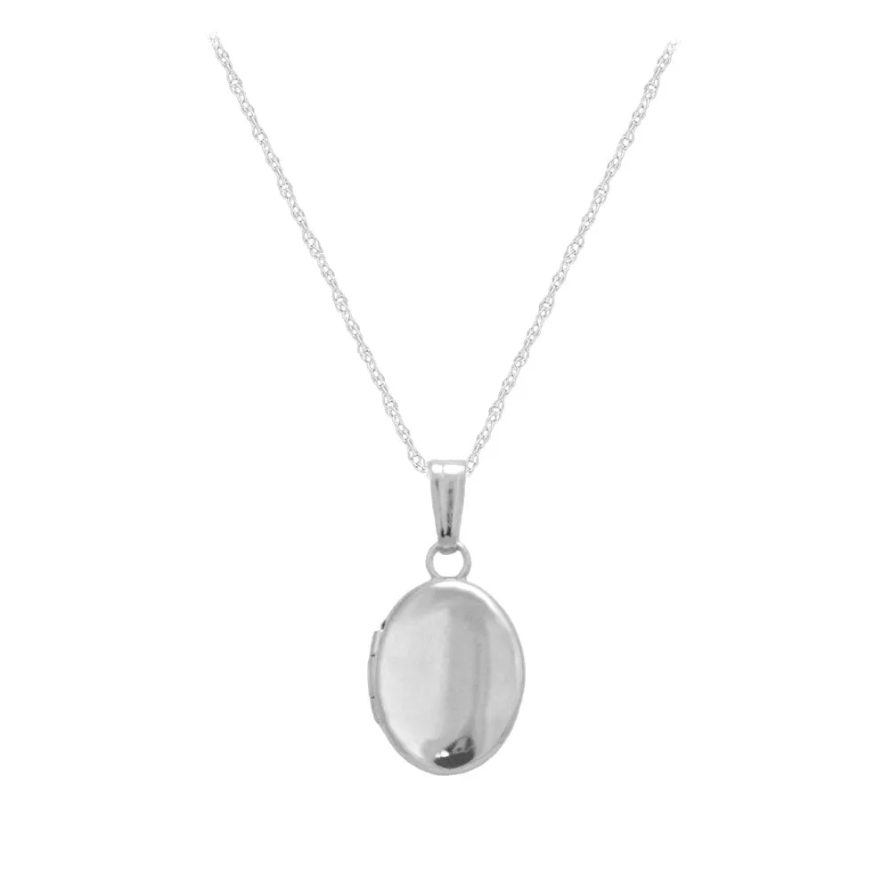 13 Inches Rope Chain 14K White Or Yellow Gold Oval Locket For Babies Or Toddlers