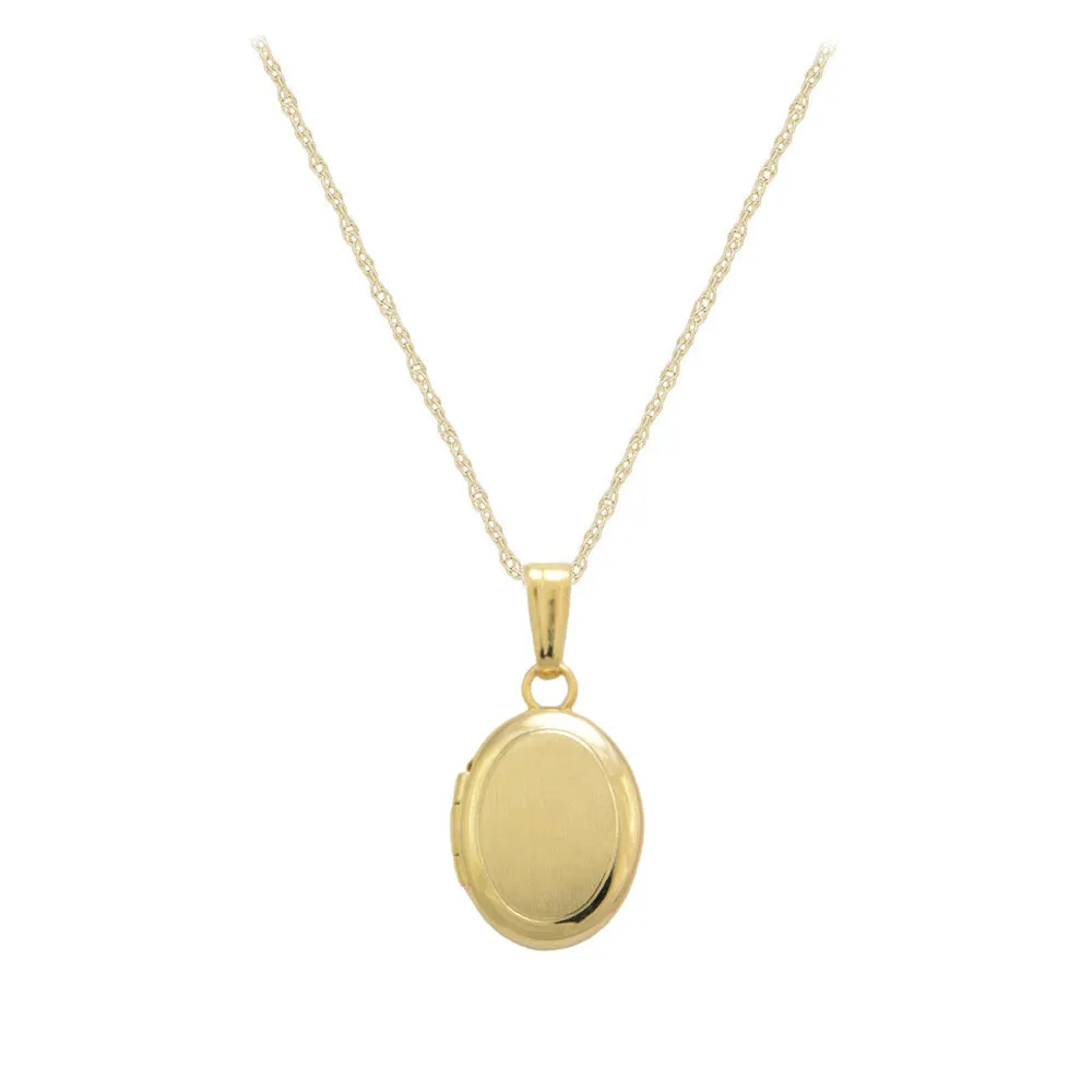 13 Inches Rope Chain 14K White Or Yellow Gold Oval Locket For Babies Or Toddlers