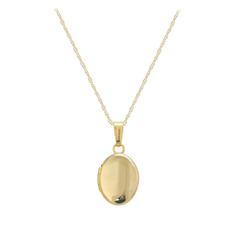 13 Inches Rope Chain 14K White Or Yellow Gold Oval Locket For Babies Or Toddlers