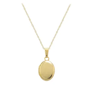 13 Inches Rope Chain 14K White Or Yellow Gold Oval Locket For Babies Or Toddlers