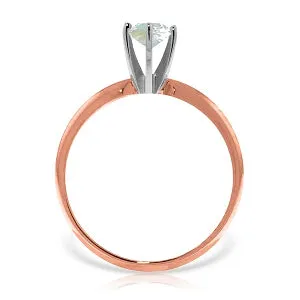 14K Solid Rose Gold Solitaire Ring w/ Natural Aquamarine