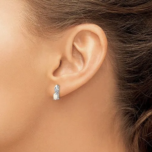 14k White Gold Genuine Australian Oval Opal & Diamond Earrings