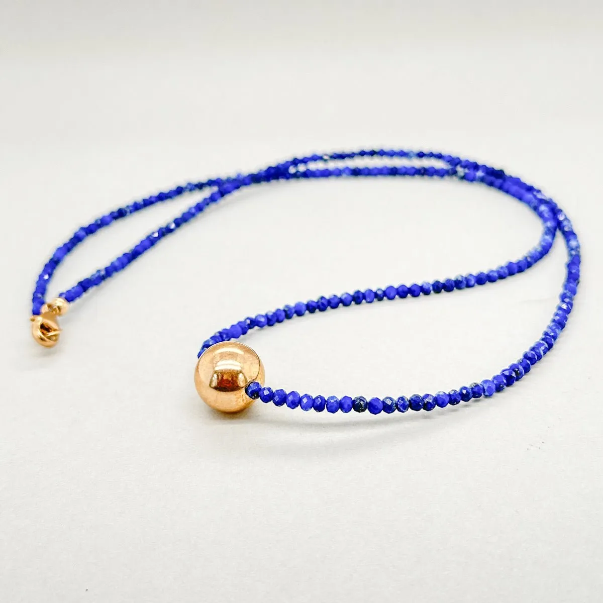 14K Y Gold Lapis Lazuli Gold Bead 17" Necklace