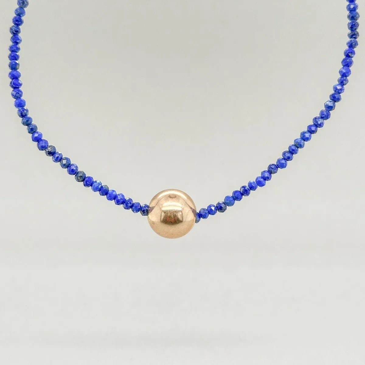 14K Y Gold Lapis Lazuli Gold Bead 17" Necklace