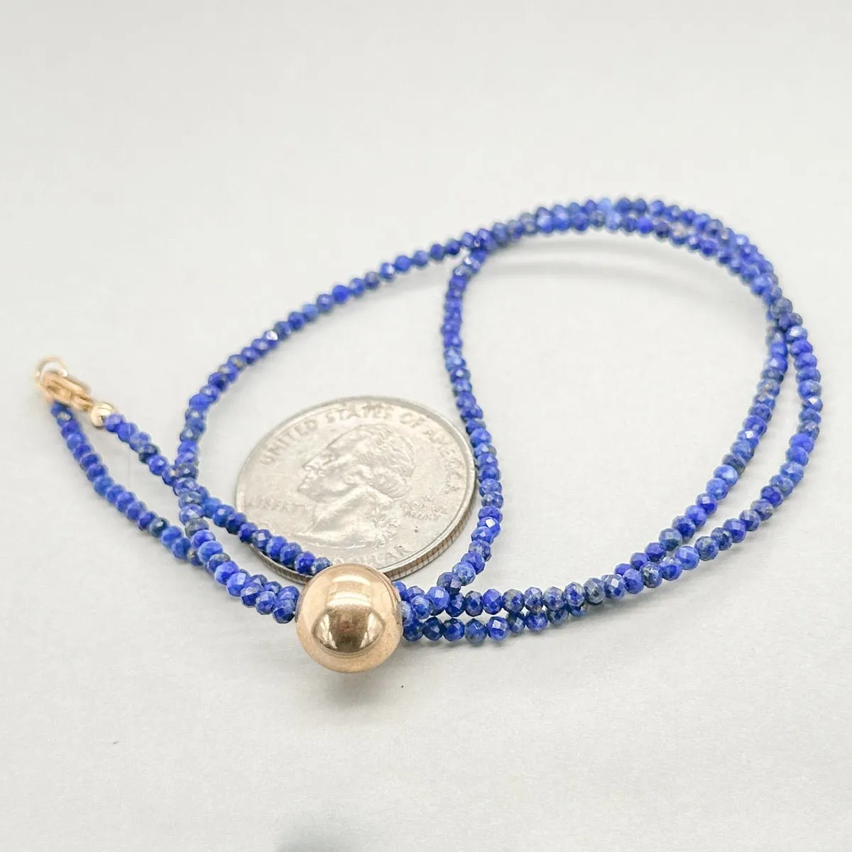 14K Y Gold Lapis Lazuli Gold Bead 17" Necklace