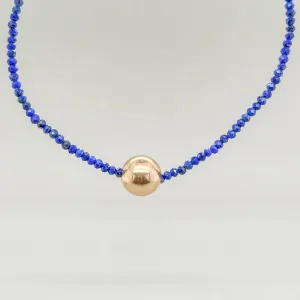 14K Y Gold Lapis Lazuli Gold Bead 17" Necklace