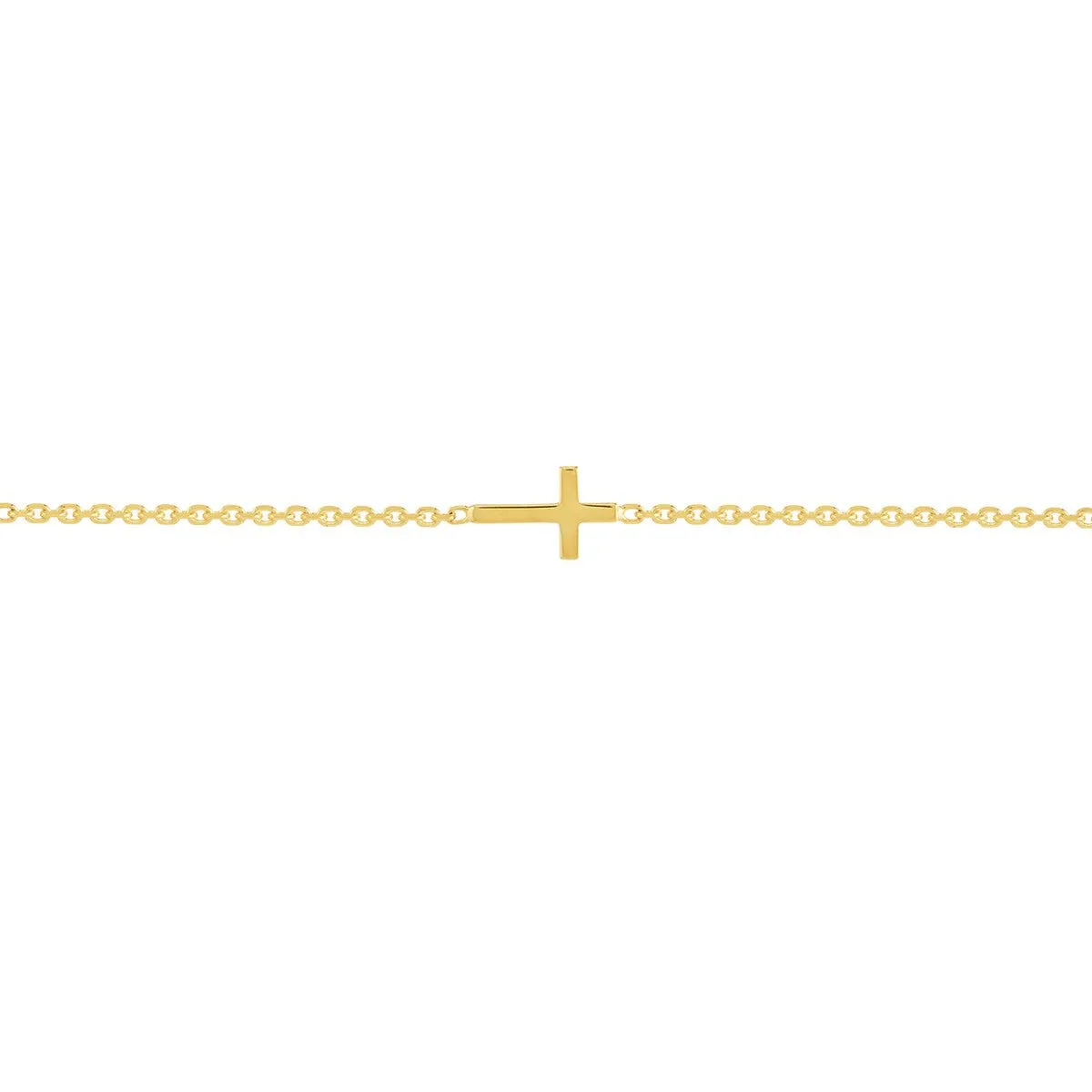 14K Yellow Gold Mini Cross Station Anklet