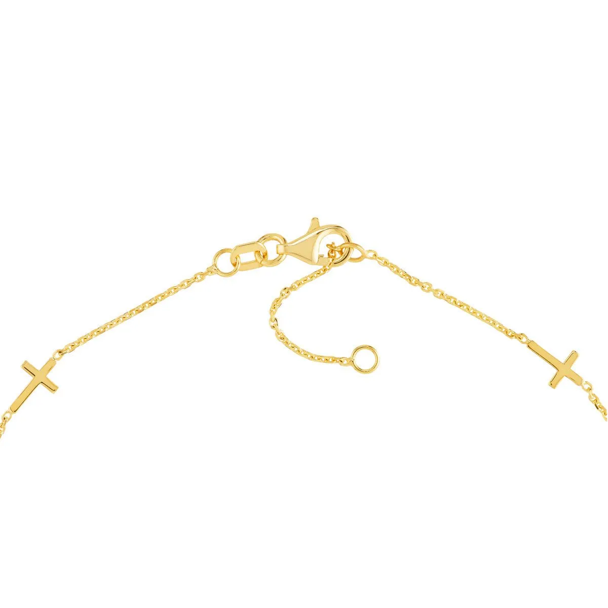 14K Yellow Gold Mini Cross Station Anklet