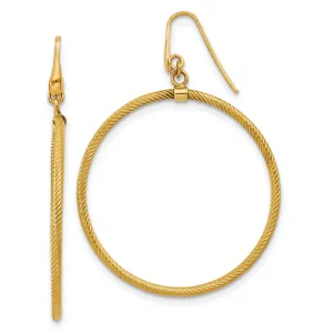 14k Yellow Gold Polished Texture Dangle Earrings