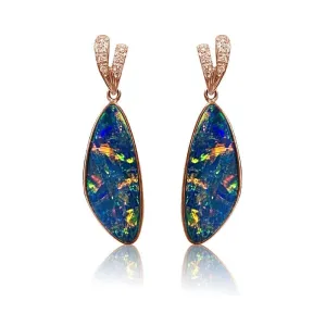14kt Rose Gold Opal and Diamond earrrings
