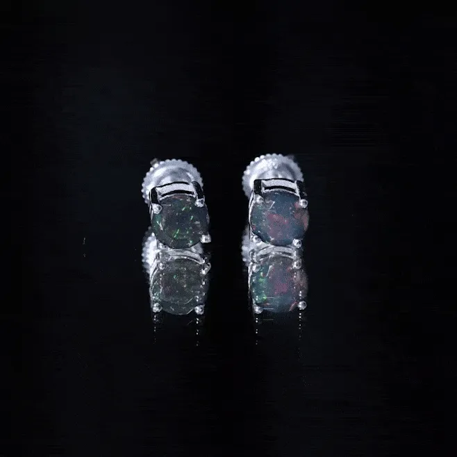 1.50 CT Black Opal Solitaire Stud Earrings