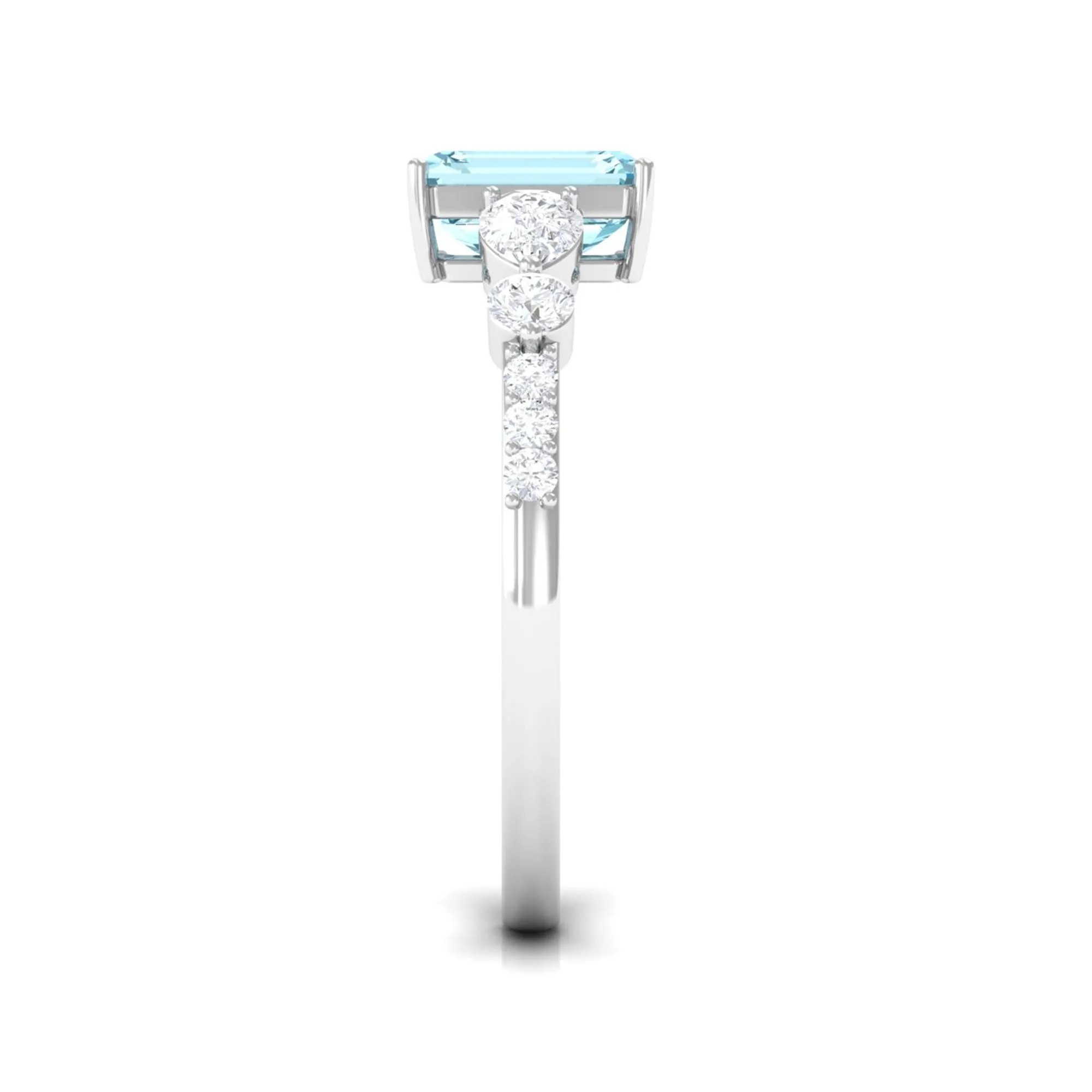 1.75 CT Solitaire Aquamarine Engagement Ring with Moissanite