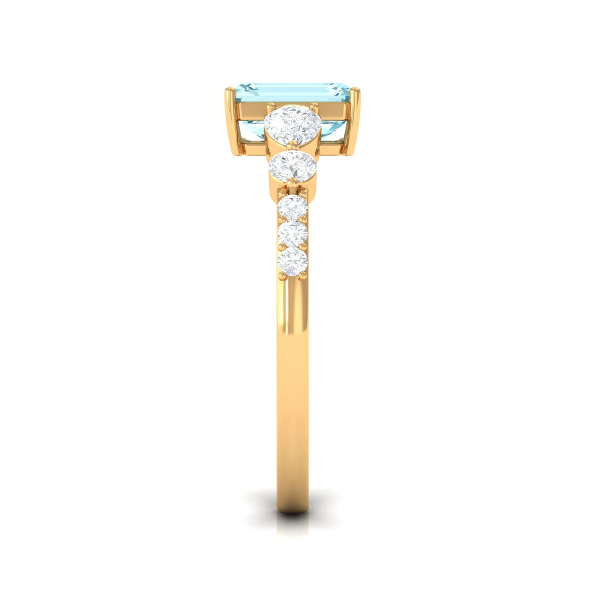 1.75 CT Solitaire Aquamarine Engagement Ring with Moissanite
