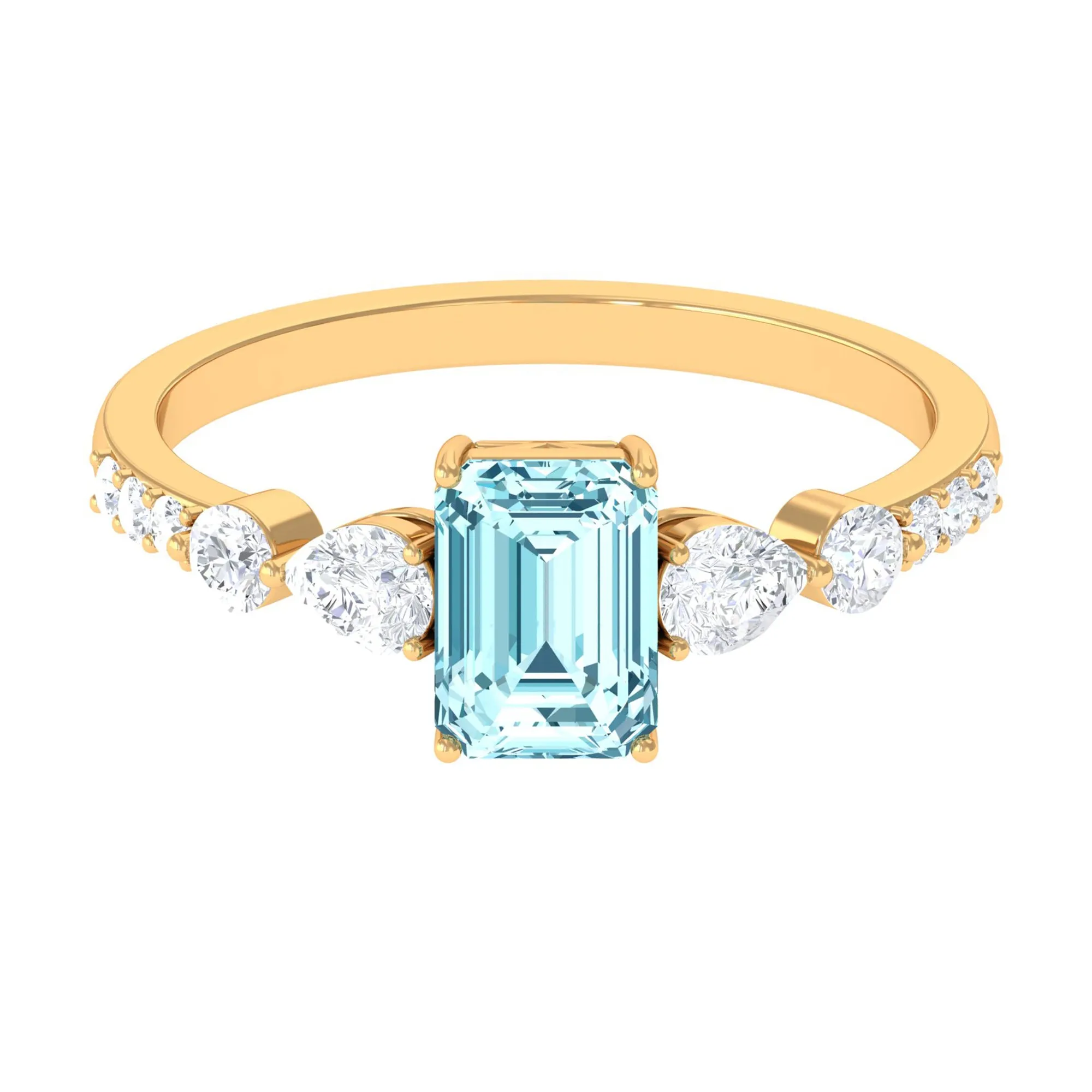 1.75 CT Solitaire Aquamarine Engagement Ring with Moissanite