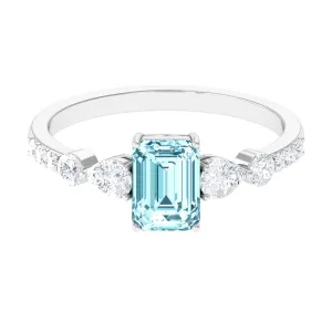 1.75 CT Solitaire Aquamarine Engagement Ring with Moissanite
