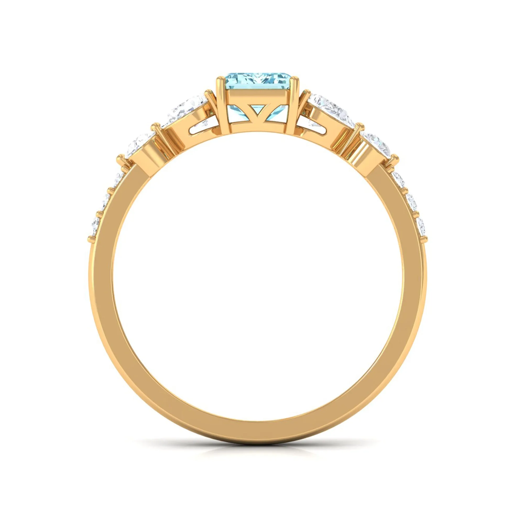 1.75 CT Solitaire Aquamarine Engagement Ring with Moissanite