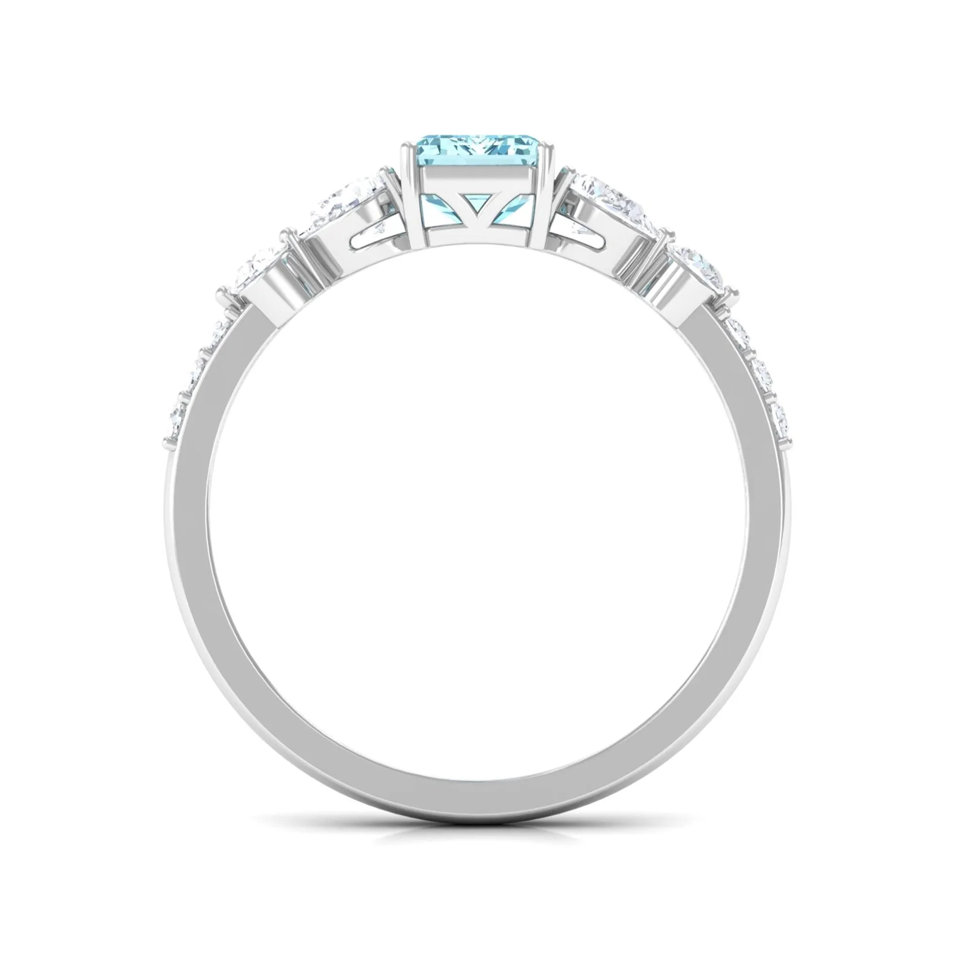 1.75 CT Solitaire Aquamarine Engagement Ring with Moissanite