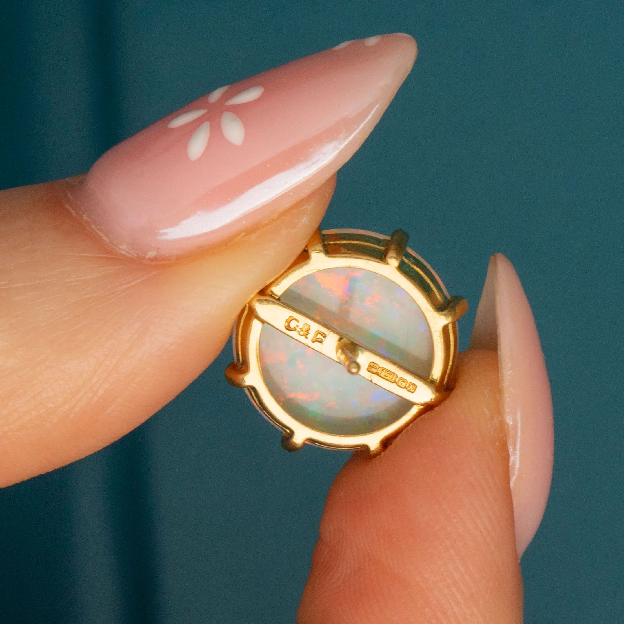 18ct Gold Opal Stud Earrings 7.20ct, Cropp & Farr