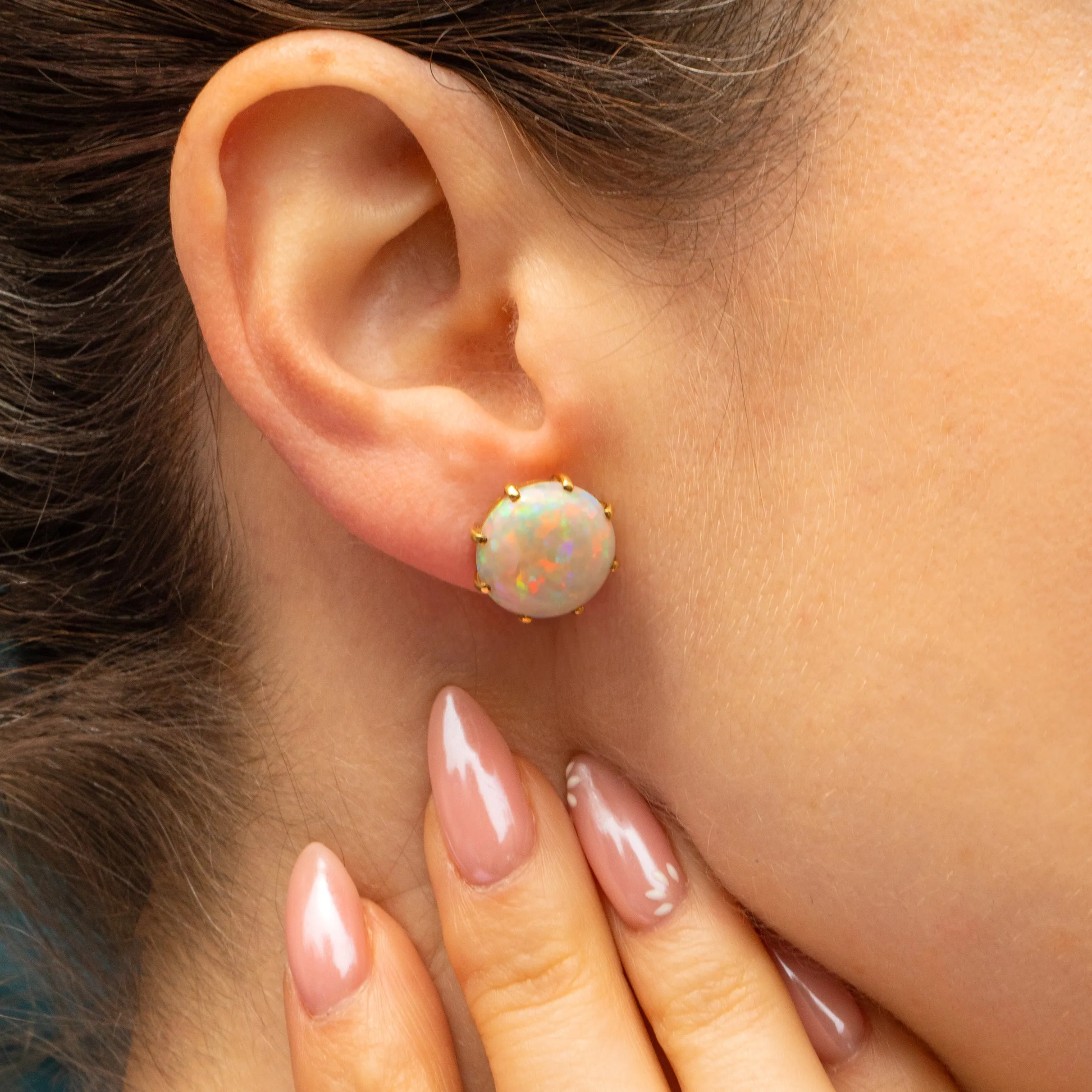 18ct Gold Opal Stud Earrings 7.20ct, Cropp & Farr