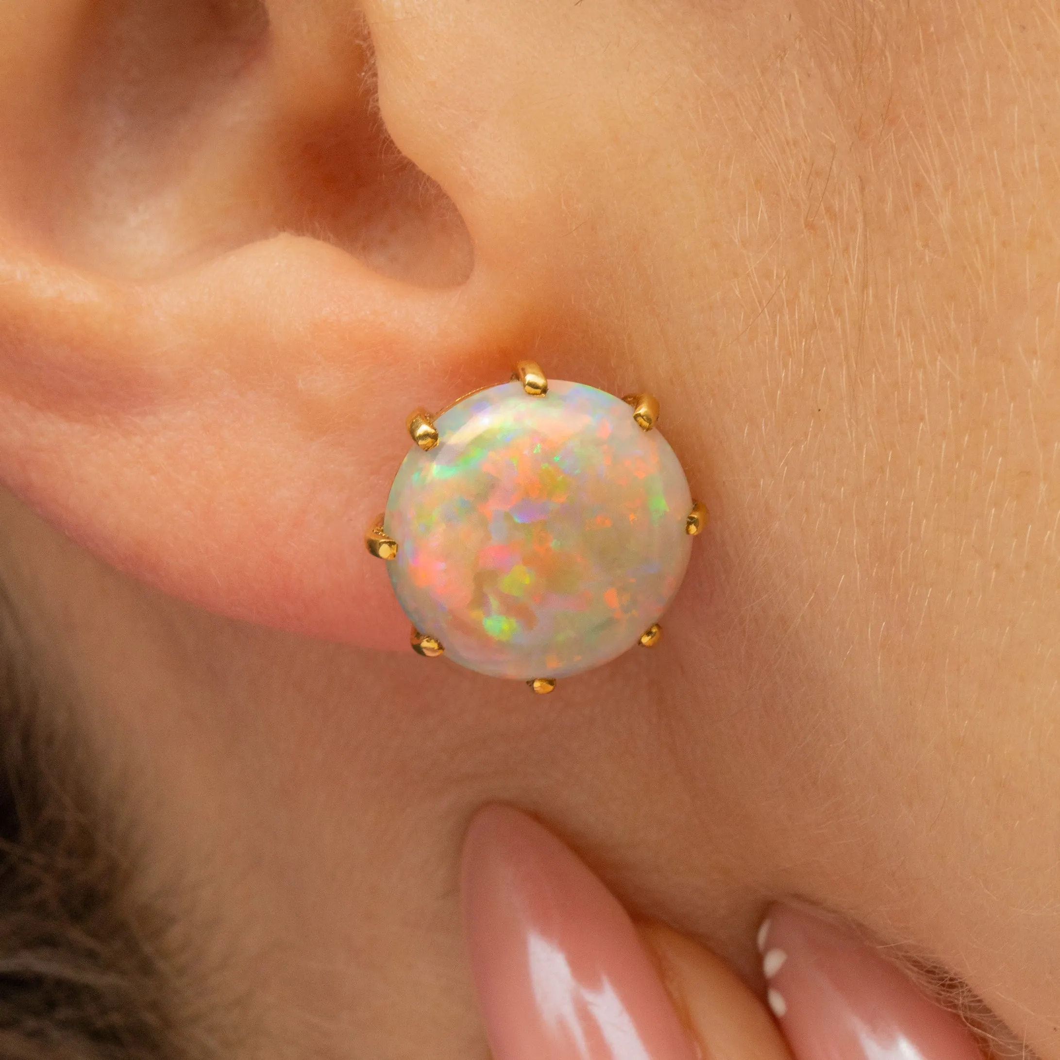 18ct Gold Opal Stud Earrings 7.20ct, Cropp & Farr