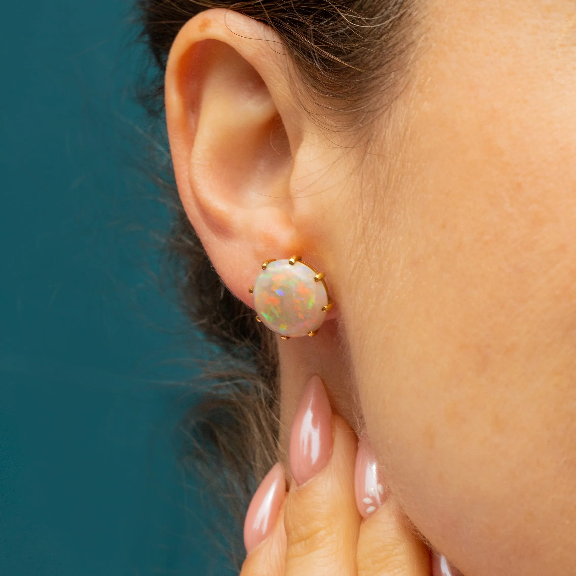 18ct Gold Opal Stud Earrings 7.20ct, Cropp & Farr