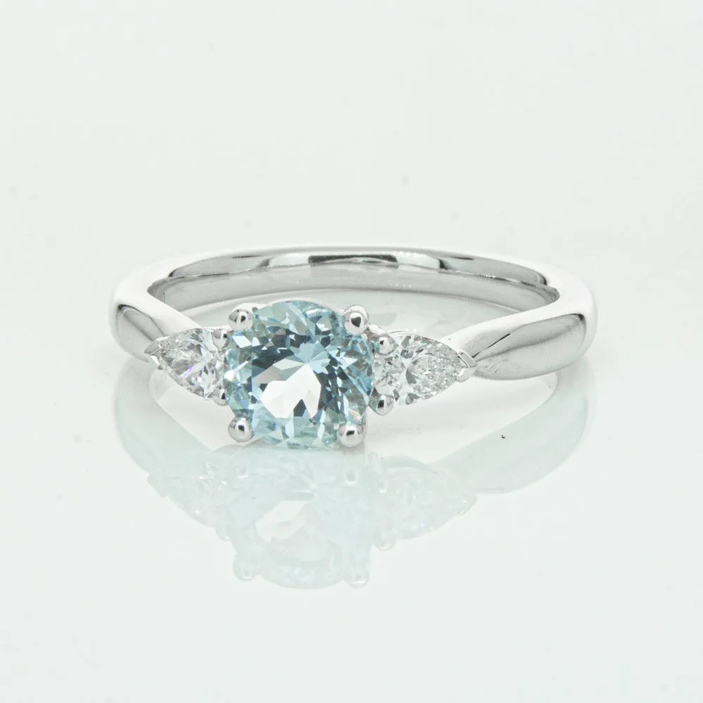 18ct White Gold .86ct Aquamarine & Diamond Ayla Ring